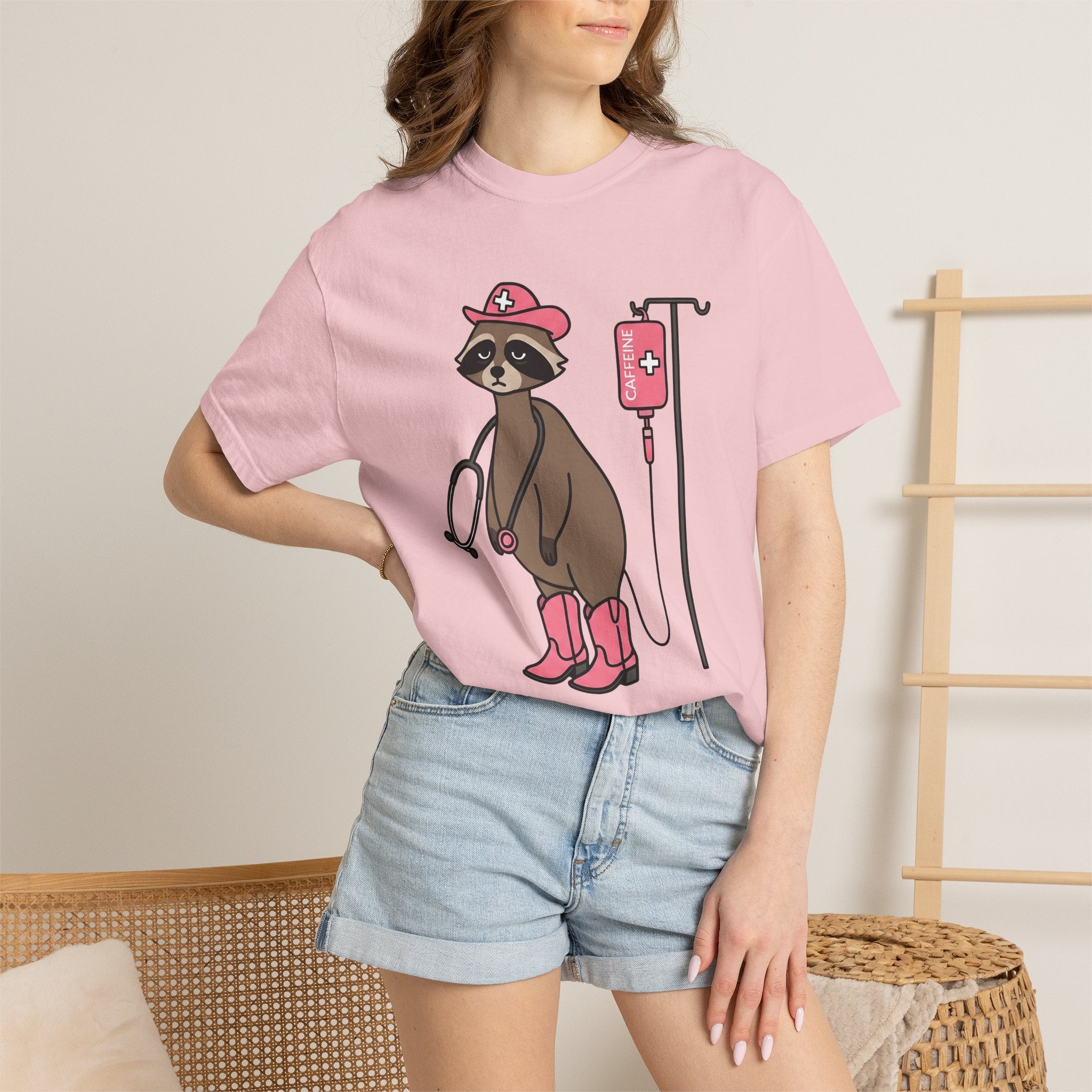 Raccoon Nurse Shirt Nurses Wildlife Gift Women Comic Tee Trash Panda T-Shirt Nurse Enthusiast Cartoon Tshirt Wildlife Graphic Chibi