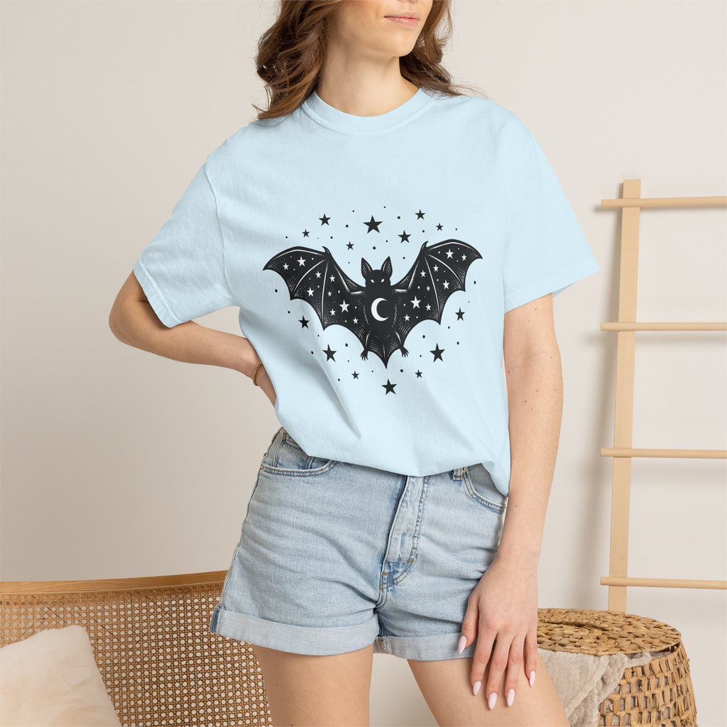 Bat Moon Shirt Halloween Witchcraft Gift Women Gothic Tee Lunar T-Shirt Horror Fan Dark Tshirt Occult Graphic Vintage Stars Tshirt