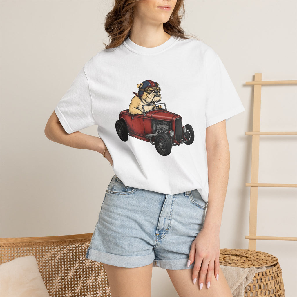 Bulldog Pickup Shirt America 4Th Of July Puppy Gift Women Cartoon Tee Bulldog T-Shirt Patriot Fan Caricature Tshirt Puppy Graphic Line Art