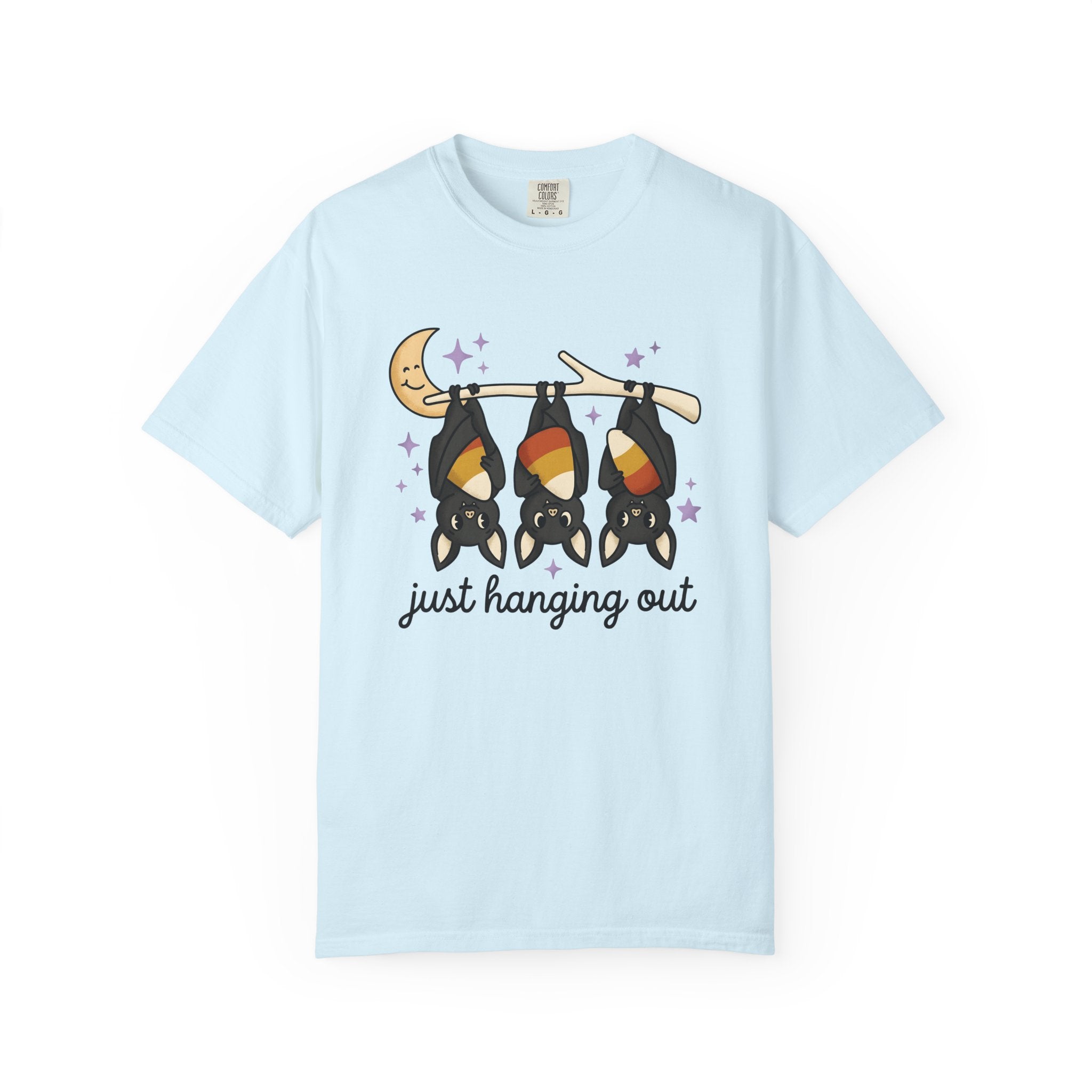 Bat Candy Corn Shirt Halloween Animal Gift Women Cute Tee Candy Corn T-Shirt Horror Fan Kawaii Tshirt Creature Graphic Cartoon Crescent Moon