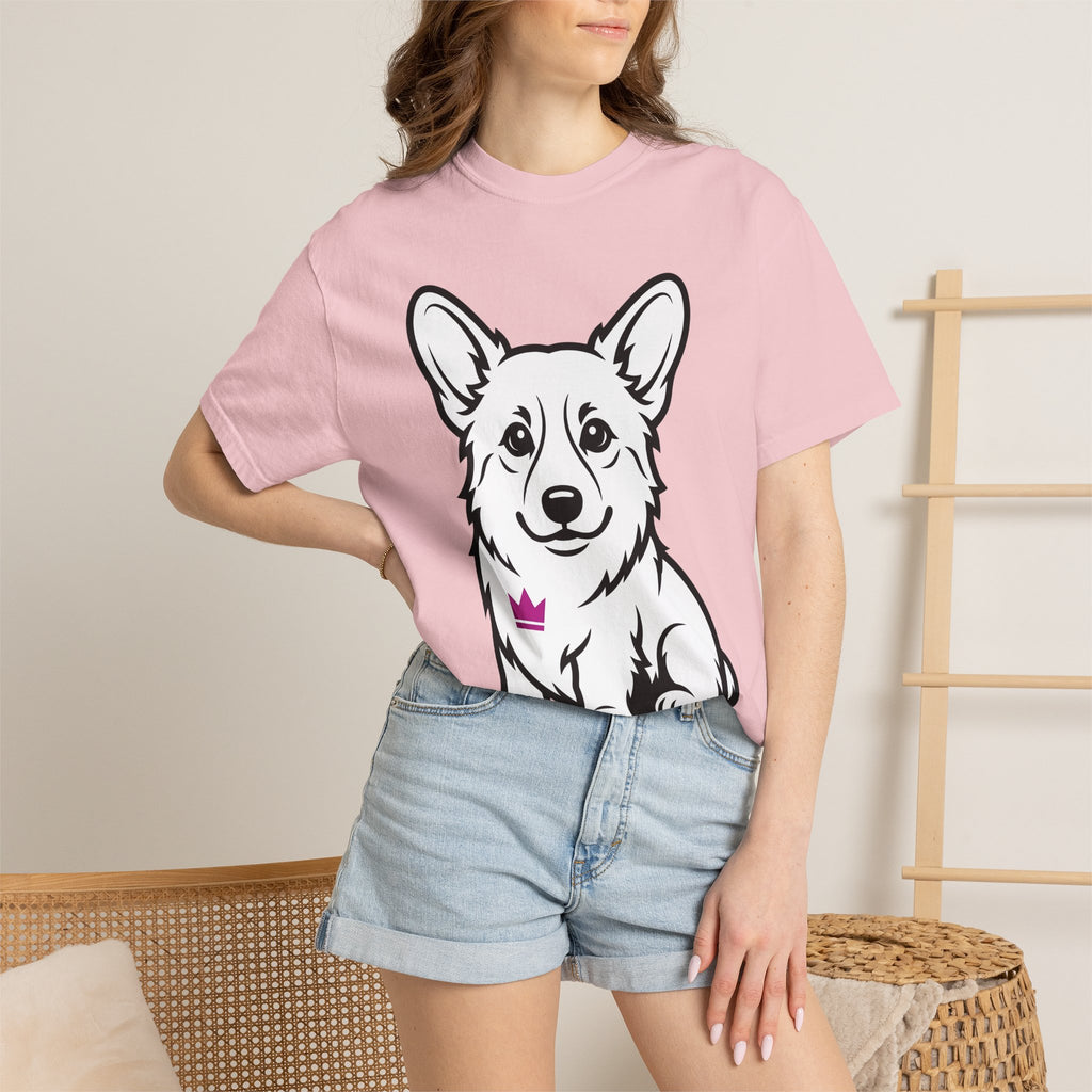 Corgi Puppy Shirt Dog Animal Gift Women Comic Tee Puppy T-Shirt Dog Fan Canine Graphic Dog Illustration Simple Tiara Tshirt