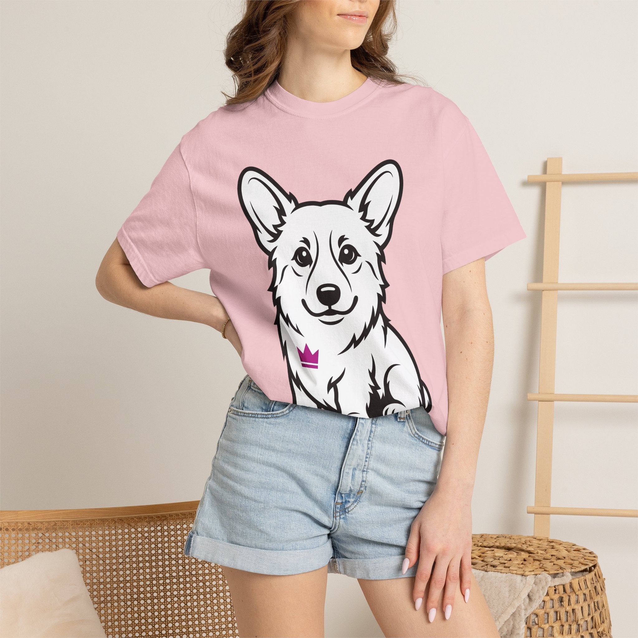 Corgi Puppy Shirt Dog Animal Gift Women Comic Tee Puppy T-Shirt Dog Fan Canine Graphic Dog Illustration Simple Tiara Tshirt