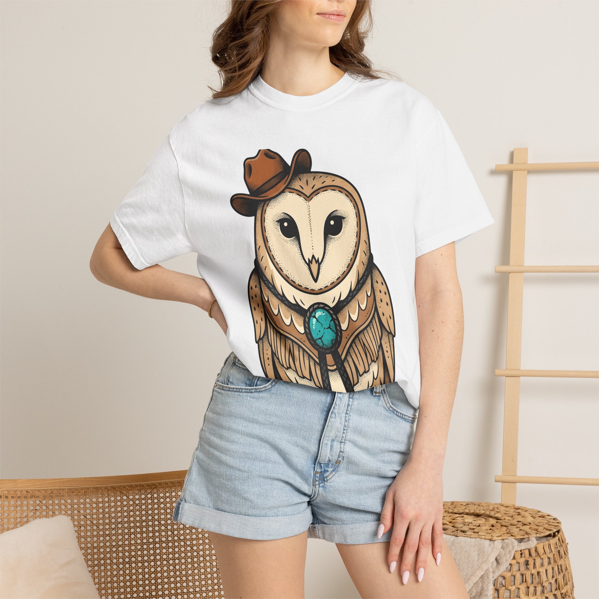 Owl Hat Western Shirt Cowgirl Cowboy Gift Women Line Art Tee Western Hat T-Shirt Rodeo Fan Minimalist Tshirt Cowboy Graphic Classic