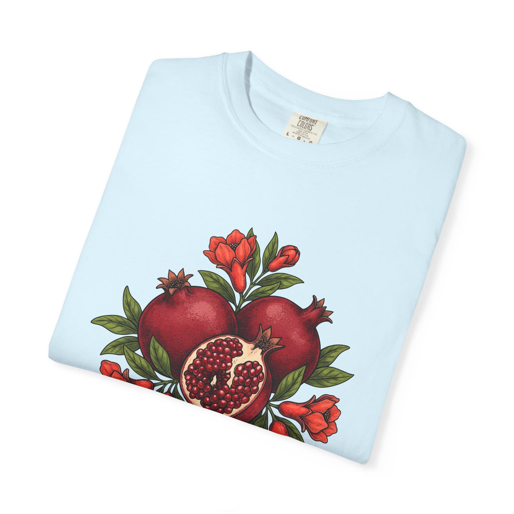 Pomegranate Fruit Shirt Fruit Botany Gift Women Flower Illustration Tee Punica T-Shirt Fruit Fan Botanical Graphic Tshirt Hand Drawn Blossom