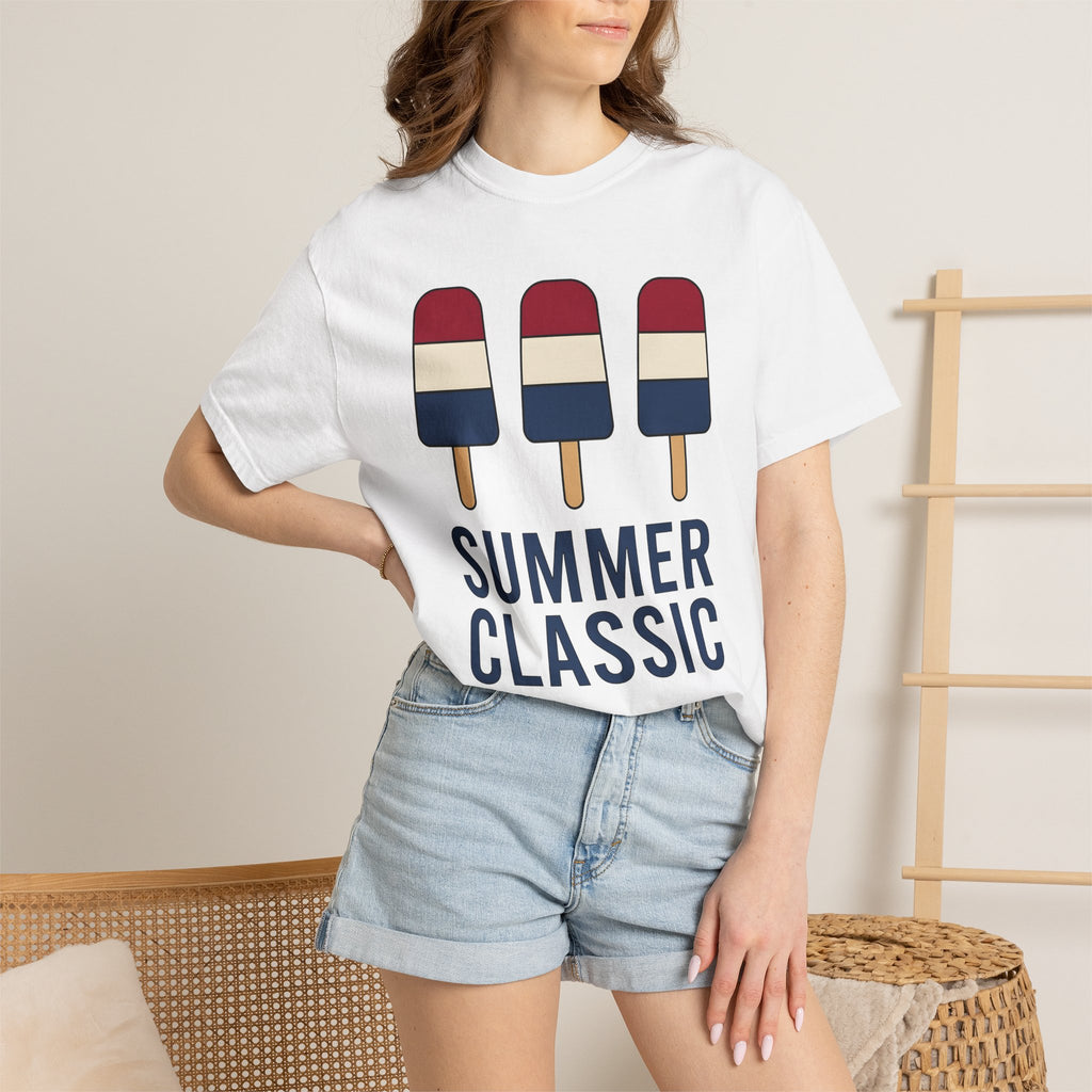 Bomb Pop Popsicle Shirt 4th Of July Summer Gift Women Minimalist Tee Ice Pop T-Shirt Independence Day Fan Simple Tshirt Seasonal Graphic