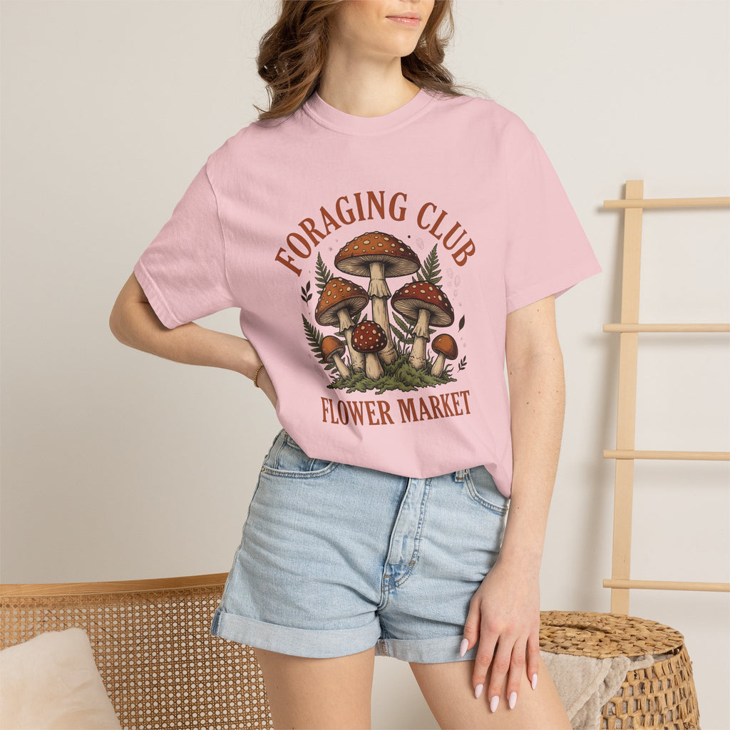 Mushroom Bunch Shirt Foraging Outdoors Gift Women Garden Tee Fungus T-Shirt Forager Fan Botanical Tshirt Outdoor Graphic Hand Drawn Frond