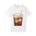 Iced Latte Shirt Coffee Refreshment Gift Women Cartoon Tee Cold Brew T-Shirt Coffee Fan Cartoony Tshirt Cooling Design Outline Ice Blocks