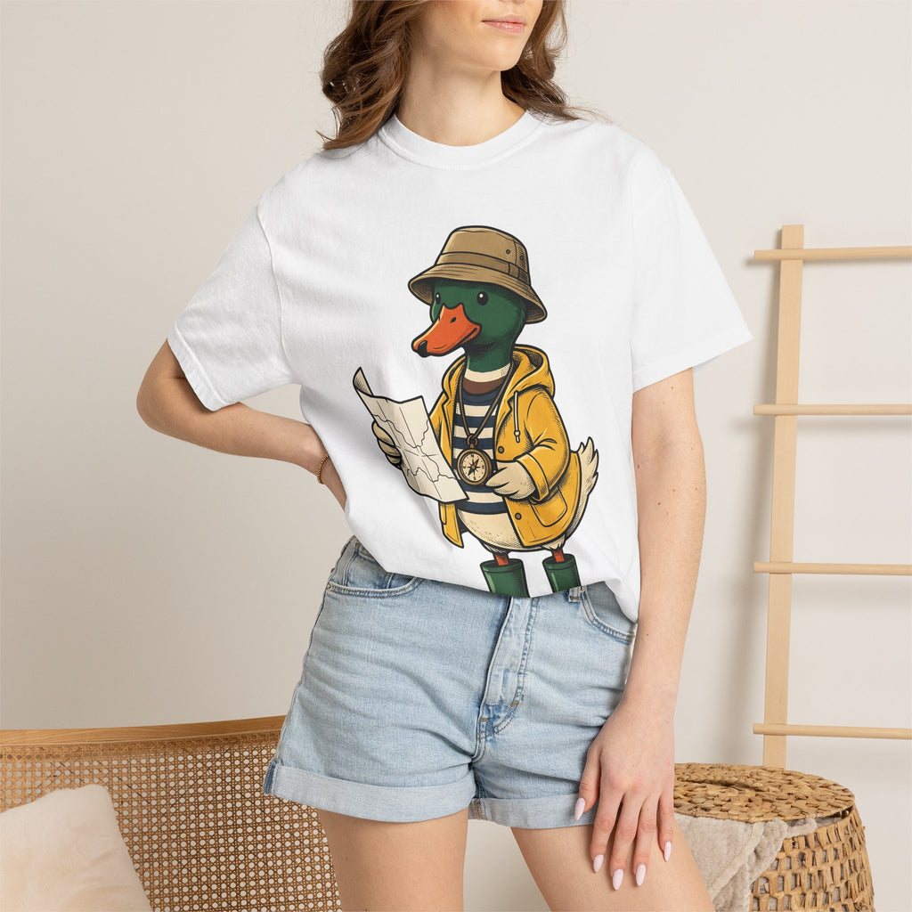Duck Wanderer Shirt Cute Critter Gift Women Line Art Tee Duck T-Shirt Adorable Fan Minimalist Tshirt Creature Graphic Sketch Direction