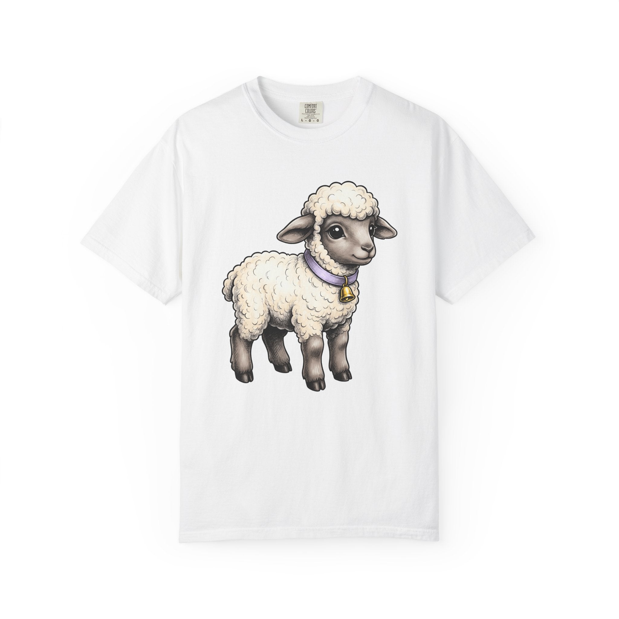 Newborn Lamb Shirt Cute Wildlife Gift Women Cartoon Tee Lamb T-Shirt Adorable Fan Cartoon Tshirt Wildlife Graphic Doodle Cowbell Tshirt
