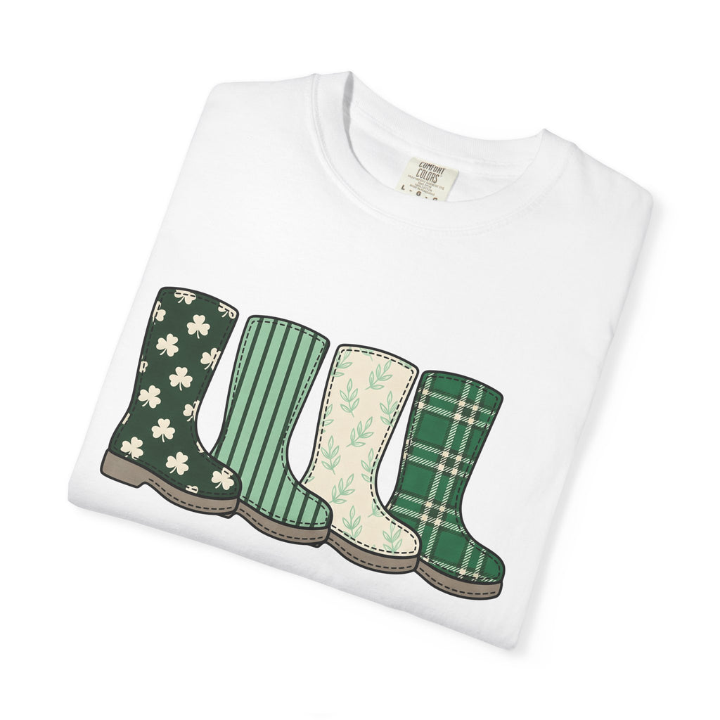 Rain Boots Shirt St. Patrick's Day Holiday Gift Women Farmhouse Tee Wellies T-Shirt Patrick's Day Fan Rustic Tshirt Celebration Graphic