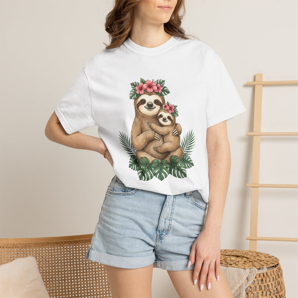 Sloth Clan Shirt Animals & Flowers Rainforest Gift Women Playful Tee Sloth T-Shirt Wildlife Fan Funny Tshirt Jungle Graphic Pigment Exotic
