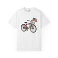 Bike Illustration Shirt 4th Of July America Gift Women Old School Tee Bicycle T-Shirt Independence Day Fan Vintage Tshirt Patriotic Graphic