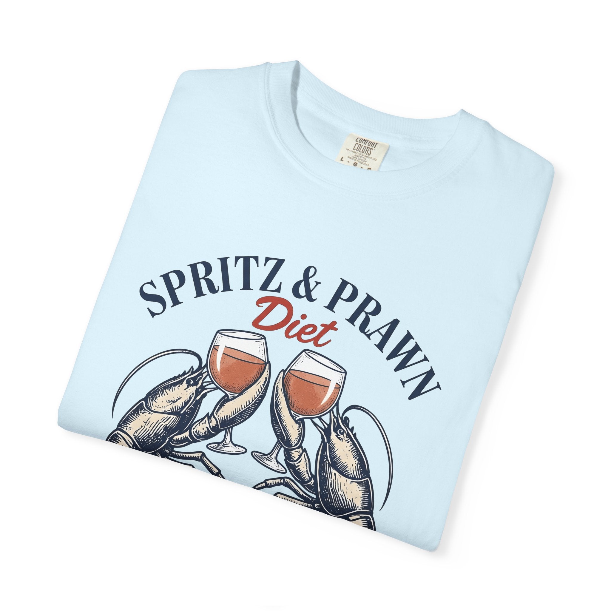 Prawn Wine Glass Shirt Funny Foodie Gift Women Vintage Tee Wineglass T-Shirt Humor Fan Retro Tshirt Gourmet Graphic Hand Drawn Seafood
