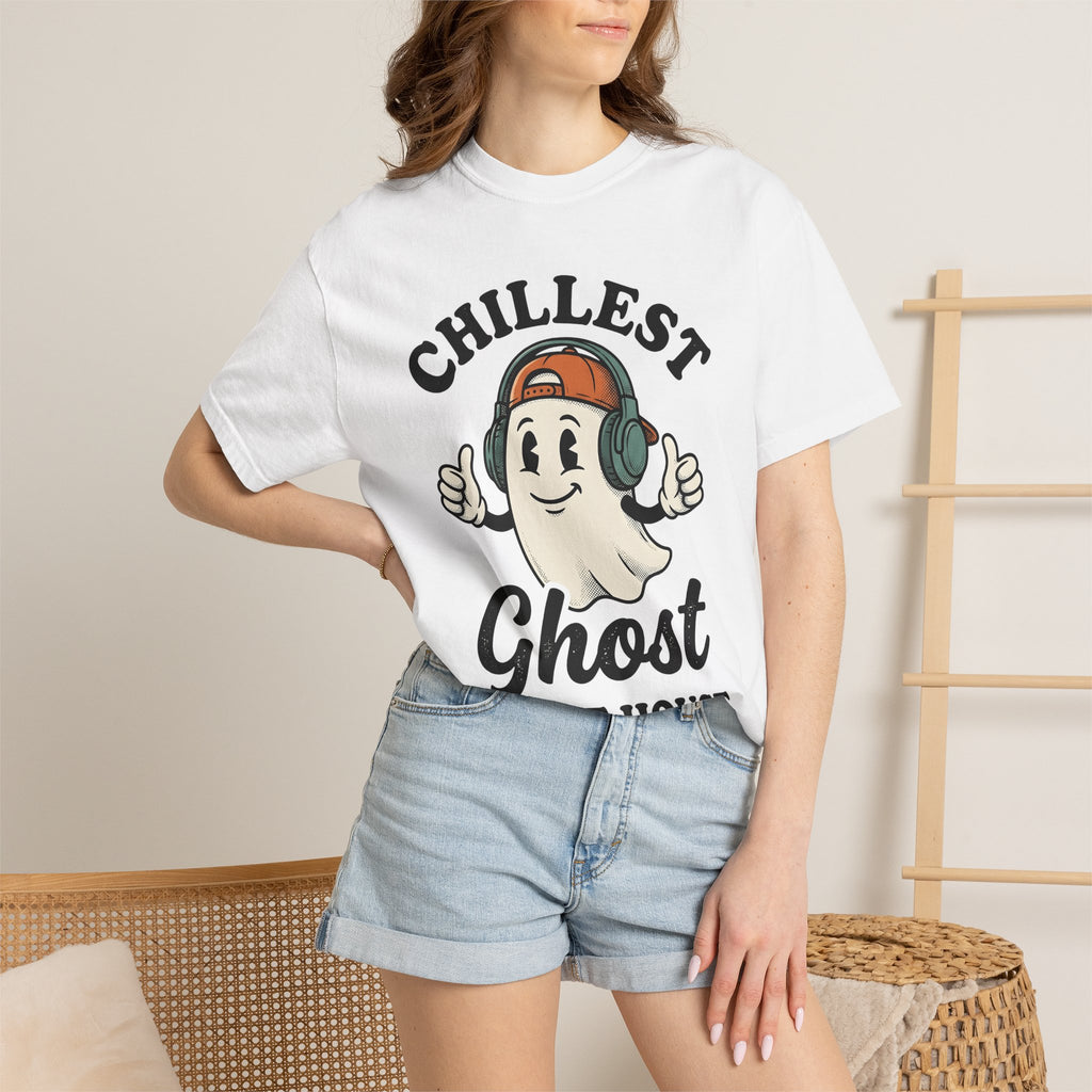 Ghost Clipart Shirt Halloween Joke Gift Women Retro Tee Specter T-Shirt Horror Fan Ghostly Tshirt Prank Graphic Hand Drawn Headset Tshirt