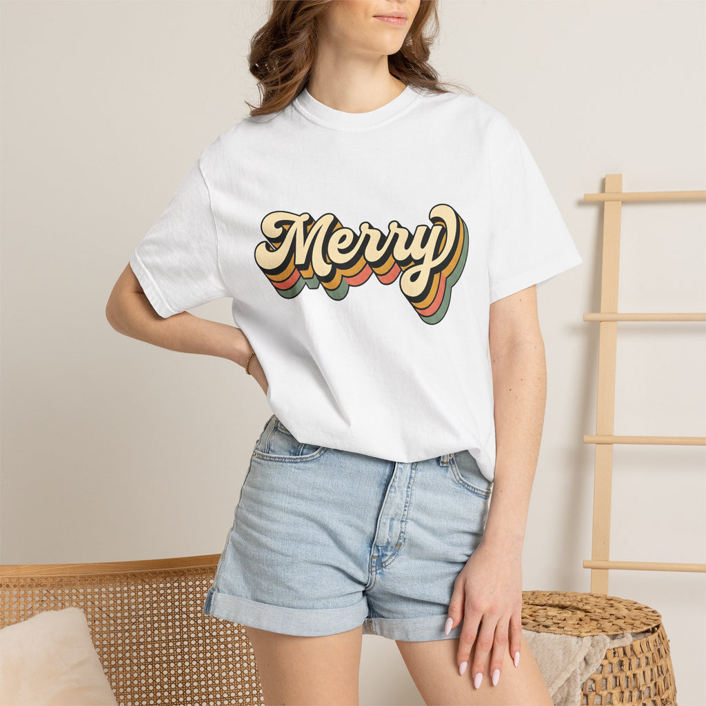 Bold Old School Letters Shirt Holiday Yuletide Gift Women Heritage Tee Typography T-Shirt Christmas Fan Vintage Tshirt Noel Graphic Basic