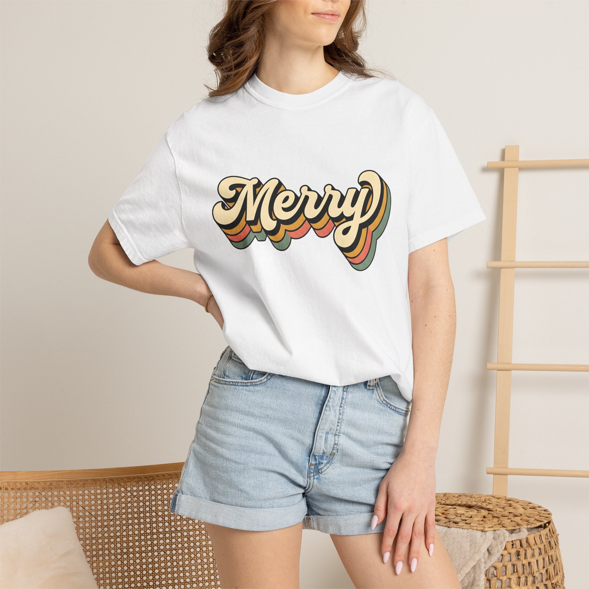 Bold Old School Letters Shirt Holiday Yuletide Gift Women Heritage Tee Typography T-Shirt Christmas Fan Vintage Tshirt Noel Graphic Basic