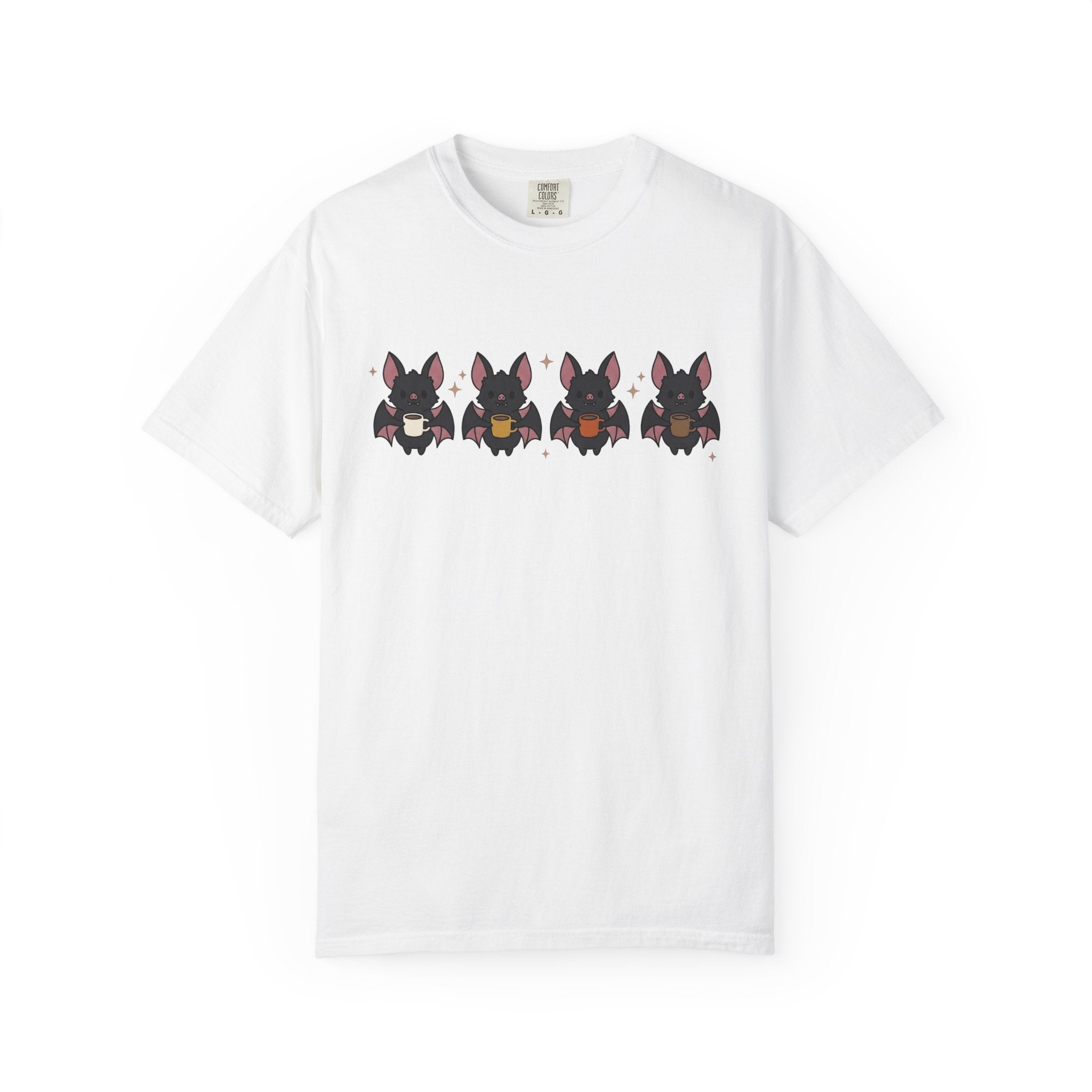 Bat Coffee Shirt Halloween Coffee Gift Women Kawaii Tee Coffee T-Shirt Horror Fan Cute Tshirt Java Graphic Cartoon Stars Tshirt