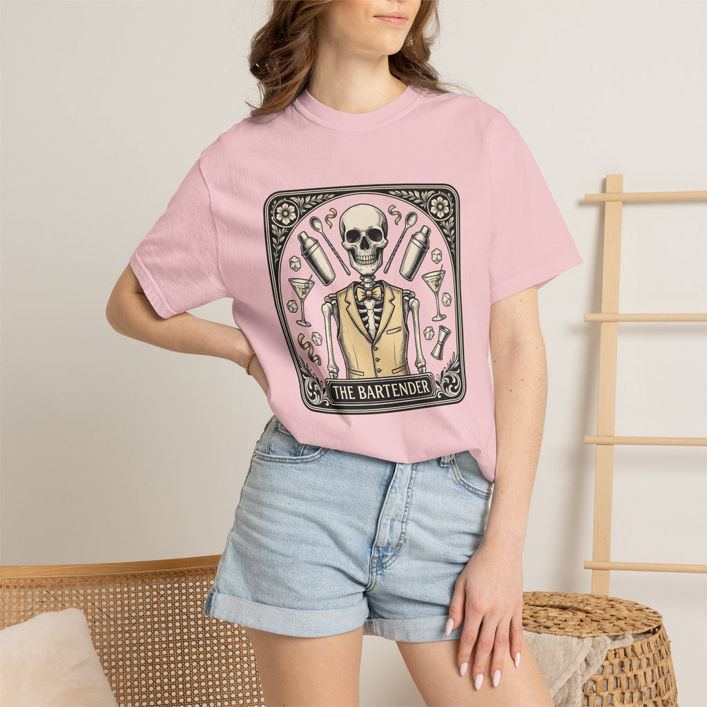 Skeleton Bartender Shirt Bartender Dark Gift Women Hand Drawn Tee Skull T-Shirt Mixologist Fan Bone Tshirt Gothic Graphic Cartoon Cocktail