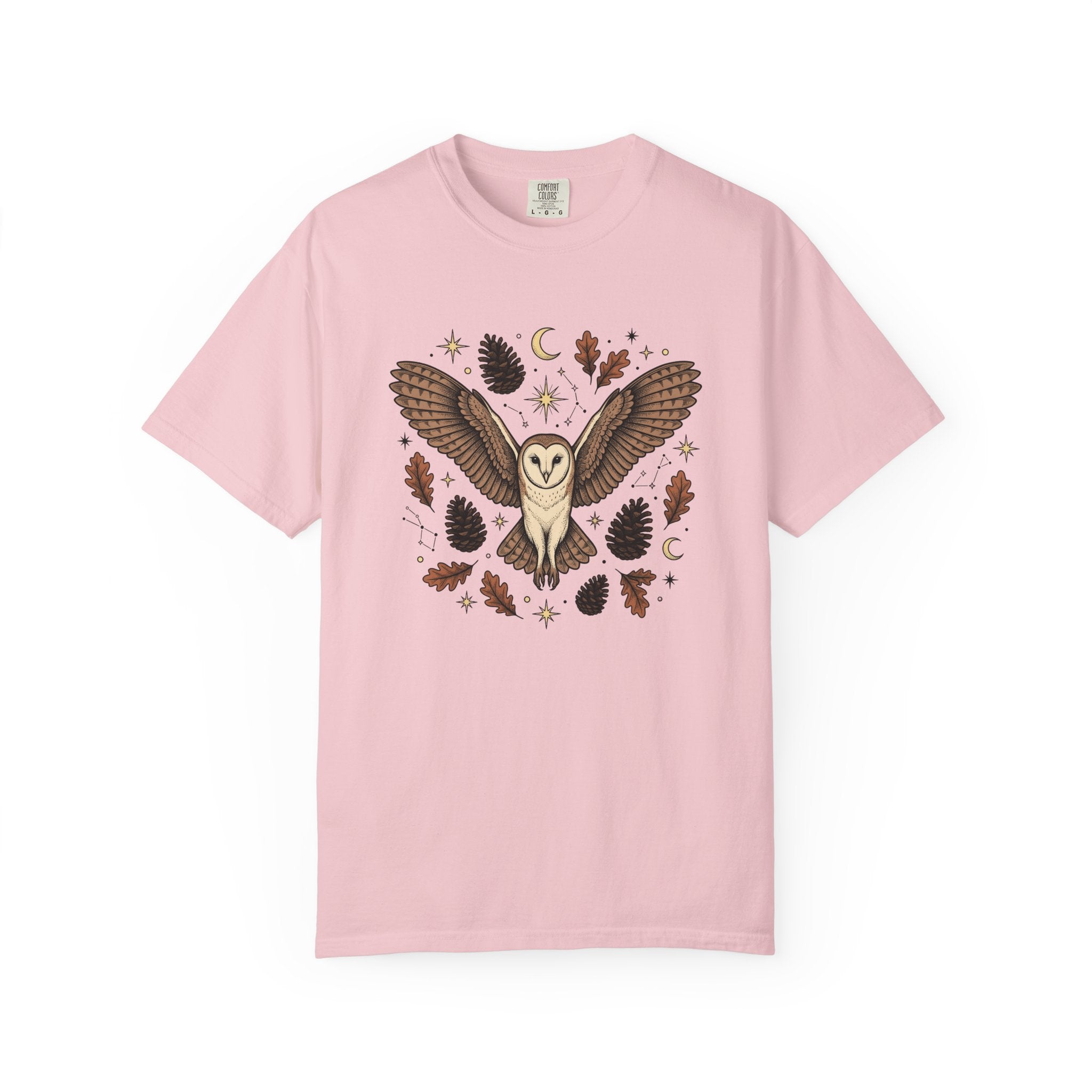 Barn Owl Shirt Animals Outdoors Gift Women Tribal Tee Owl T-Shirt Wildlife Enthusiast Primitive Tshirt Nature Graphic Antique Pinecone