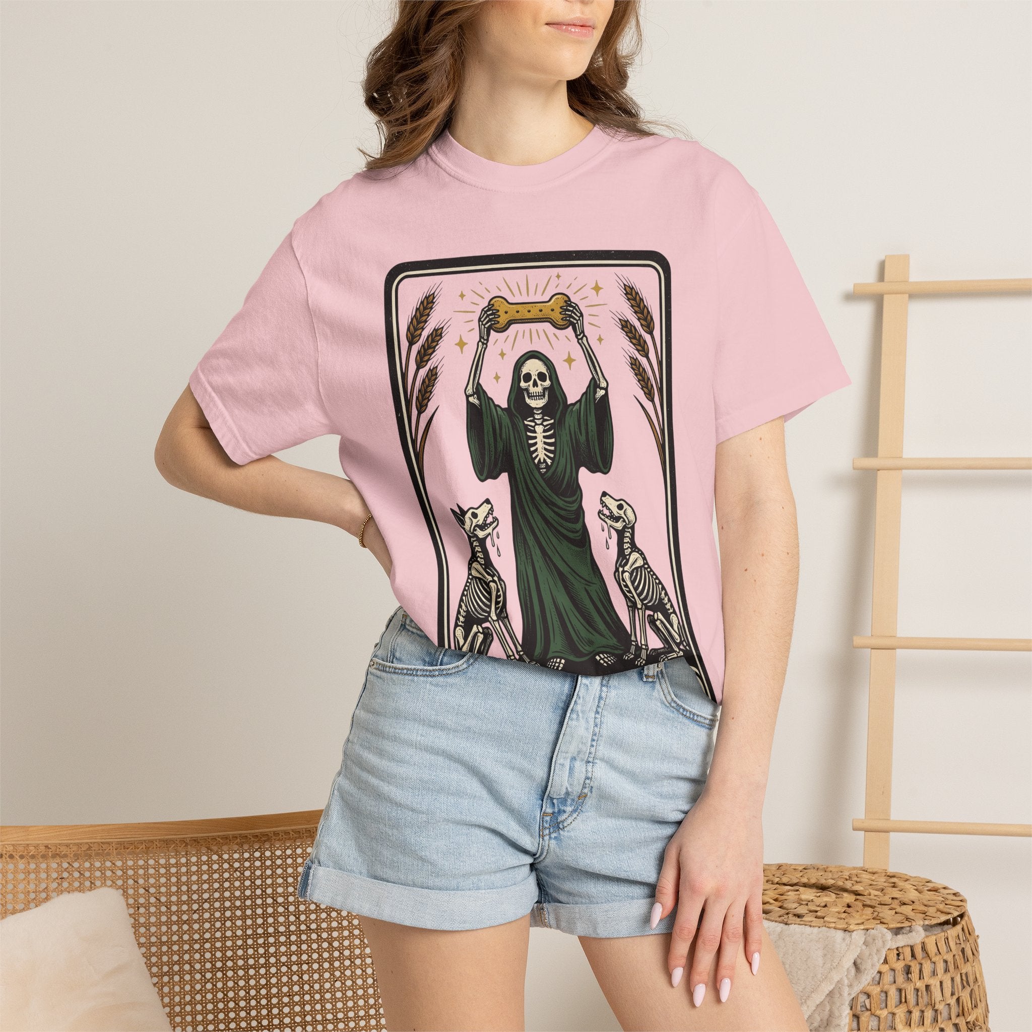 Death Dog Shirt Dog Occult Gift Women Ink Tee Hellhound T-Shirt Dog Fan Tattoo Tshirt Mystic Graphic Retro Skeleton Tshirt