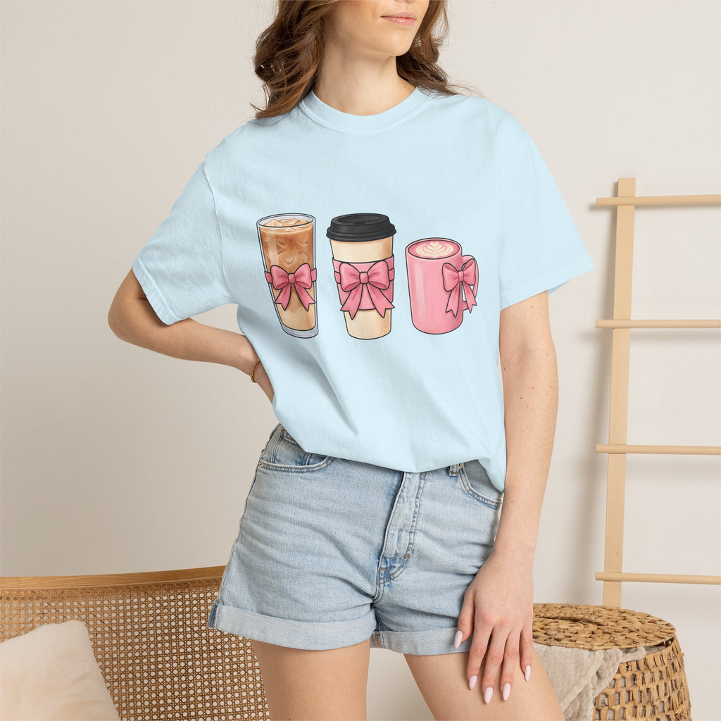 Coffee Mugs Shirt Coffee Vibe Gift Women Cute Tee Mug T-Shirt Coffee Fan Cute Tshirt Atmosphere Graphic Sketch Pink Ribbon Tshirt
