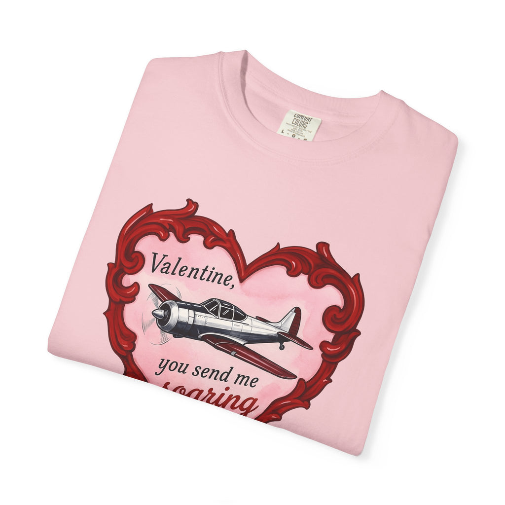 Airplane Love Shirt St Valentines Day Airplane Gift Women Retro Tee Aeroplane T-Shirt Valentine Fan Vintage Tshirt Aircraft Graphic Sketch