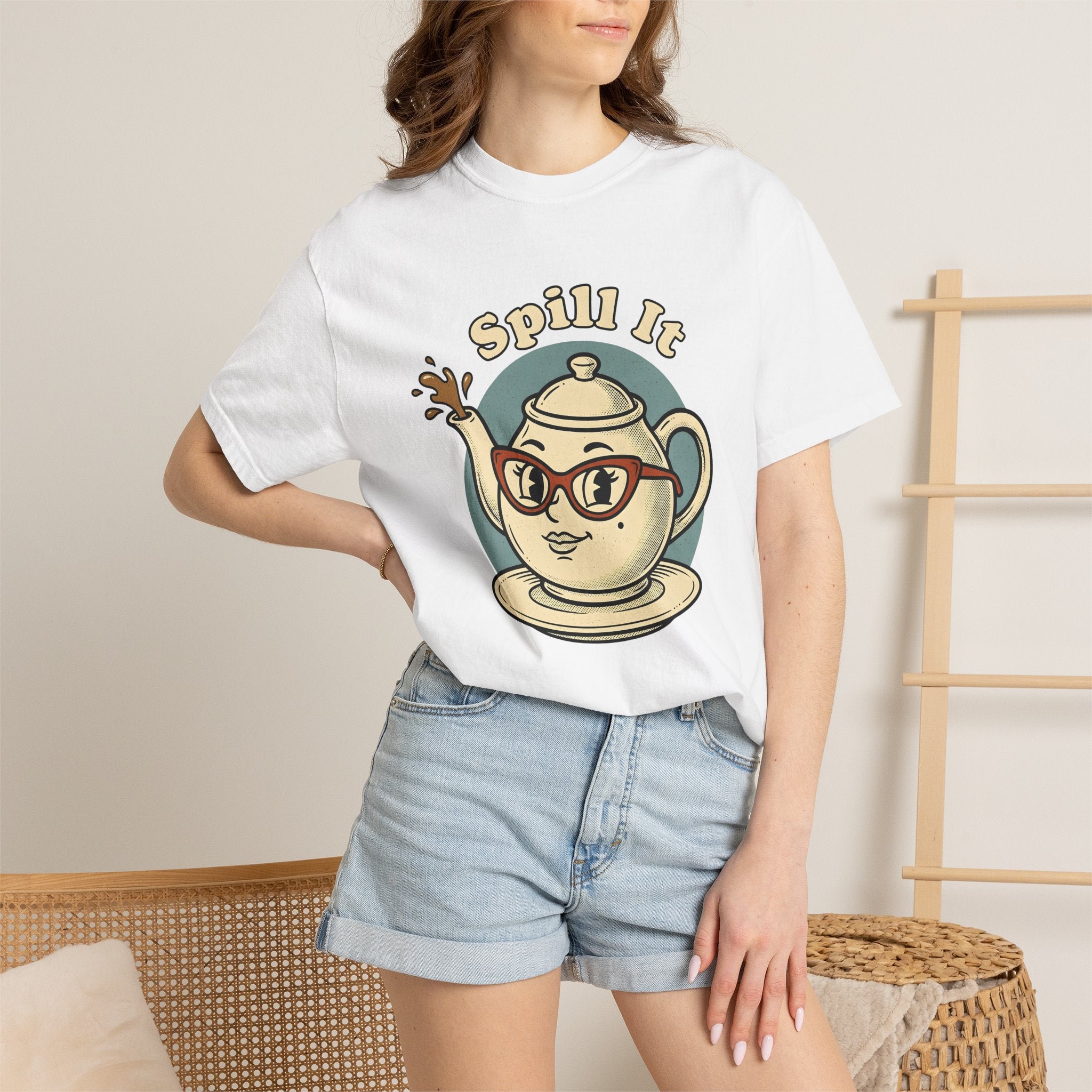 Teapot Face Shirt Coffee Joke Gift Women Comic Tee Teapot T-Shirt Coffee Fan Cartoon Tshirt Pun Graphic Vintage Eyeglasses Tshirt