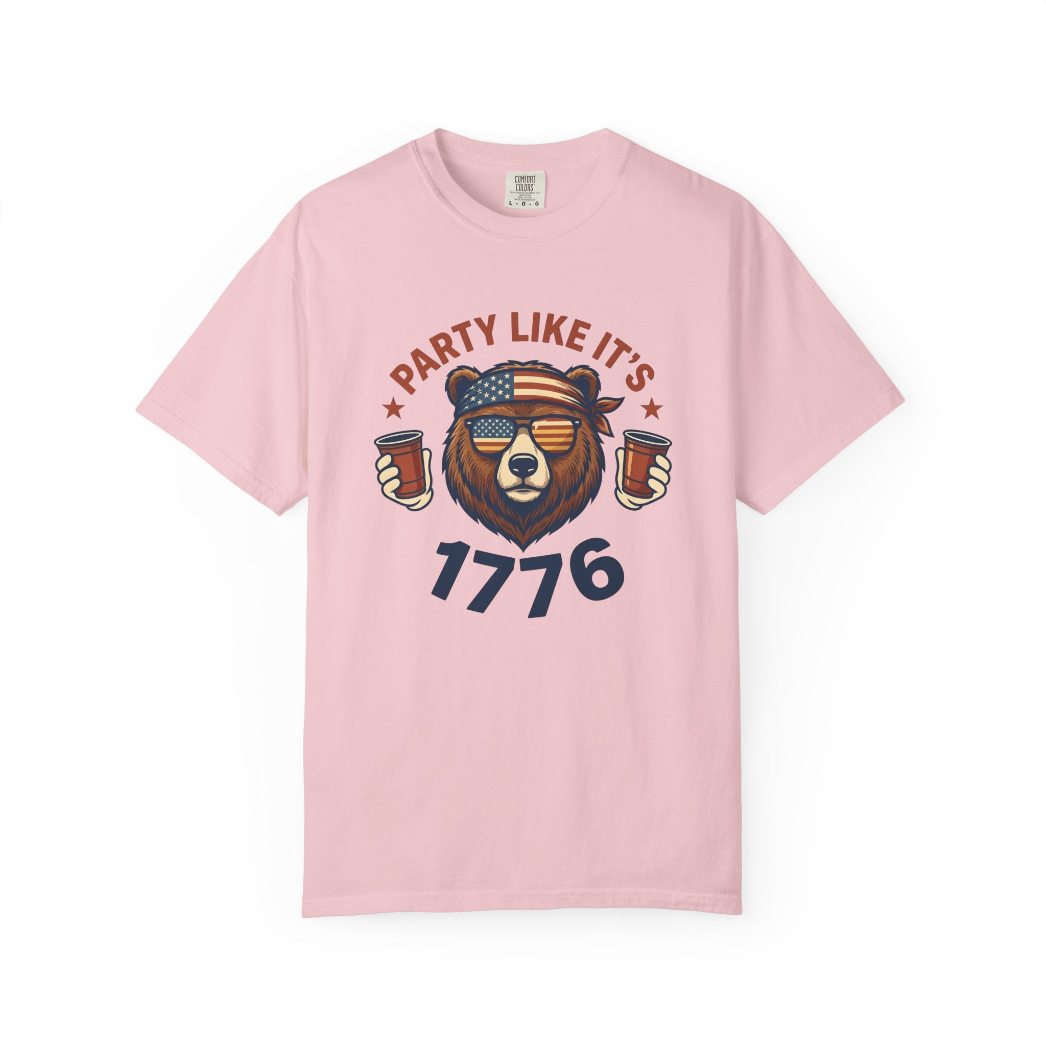 Bear Sunglasses Shirt America Patriotic Gift Women Vintage Tee Teddy T-Shirt Independence Fan Distressed Graphic Retro American Flag Tshirt