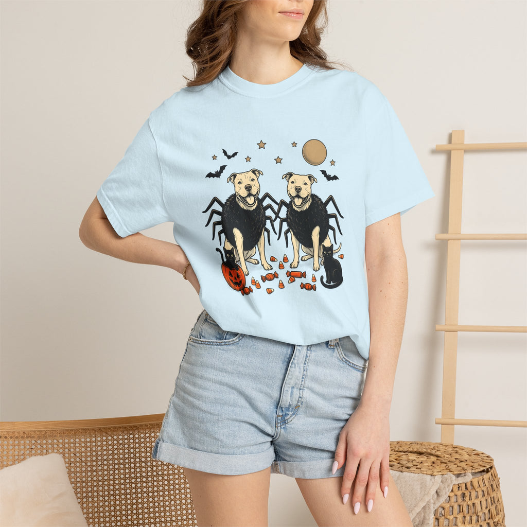 Spider Dog Shirt Dog Costume Gift Women Retro Tee Arachnid Dog T-Shirt Dog Fan Canine Graphic Design Sketch Black Cat Tshirt