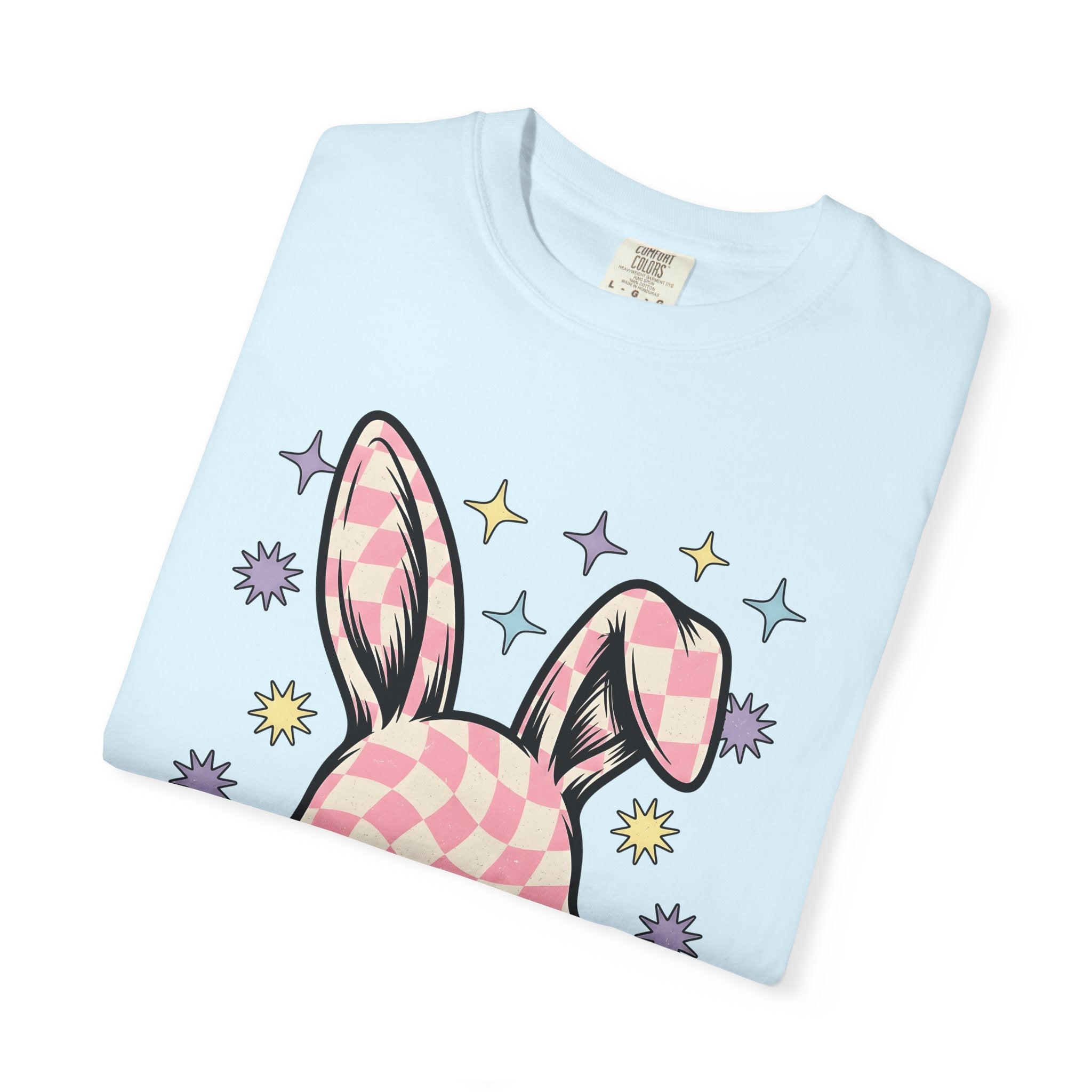 Rabbit Head Shirt Easter Fauna Gift Women Abstract Tee Bunny T-Shirt Easter Fan Hare Tshirt Wildlife Graphic Old School Glitter Tshirt
