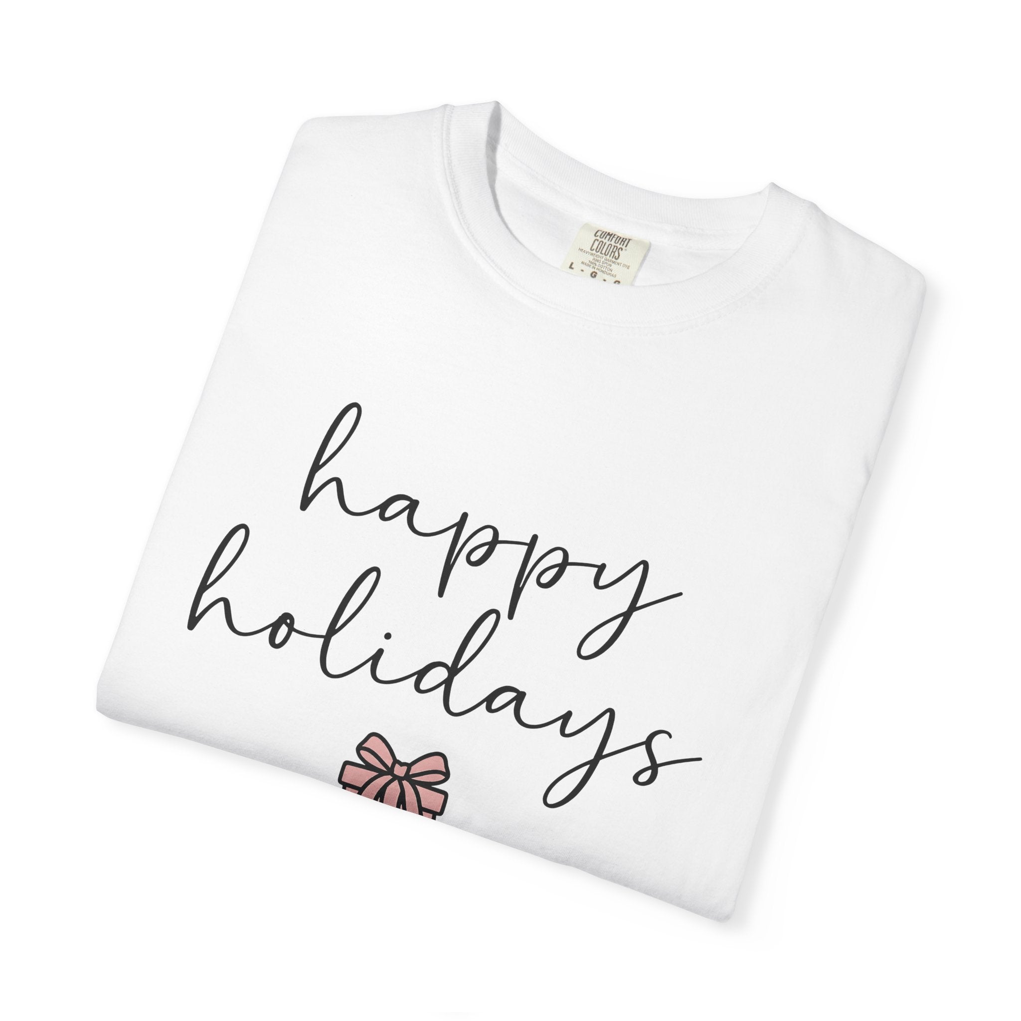Wrapped Box Shirt Holiday Festive Gift Women Modern Tee Gift Box T-Shirt Christmas Fan Holiday Tshirt Celebration Graphic Doodle Knot Tshirt