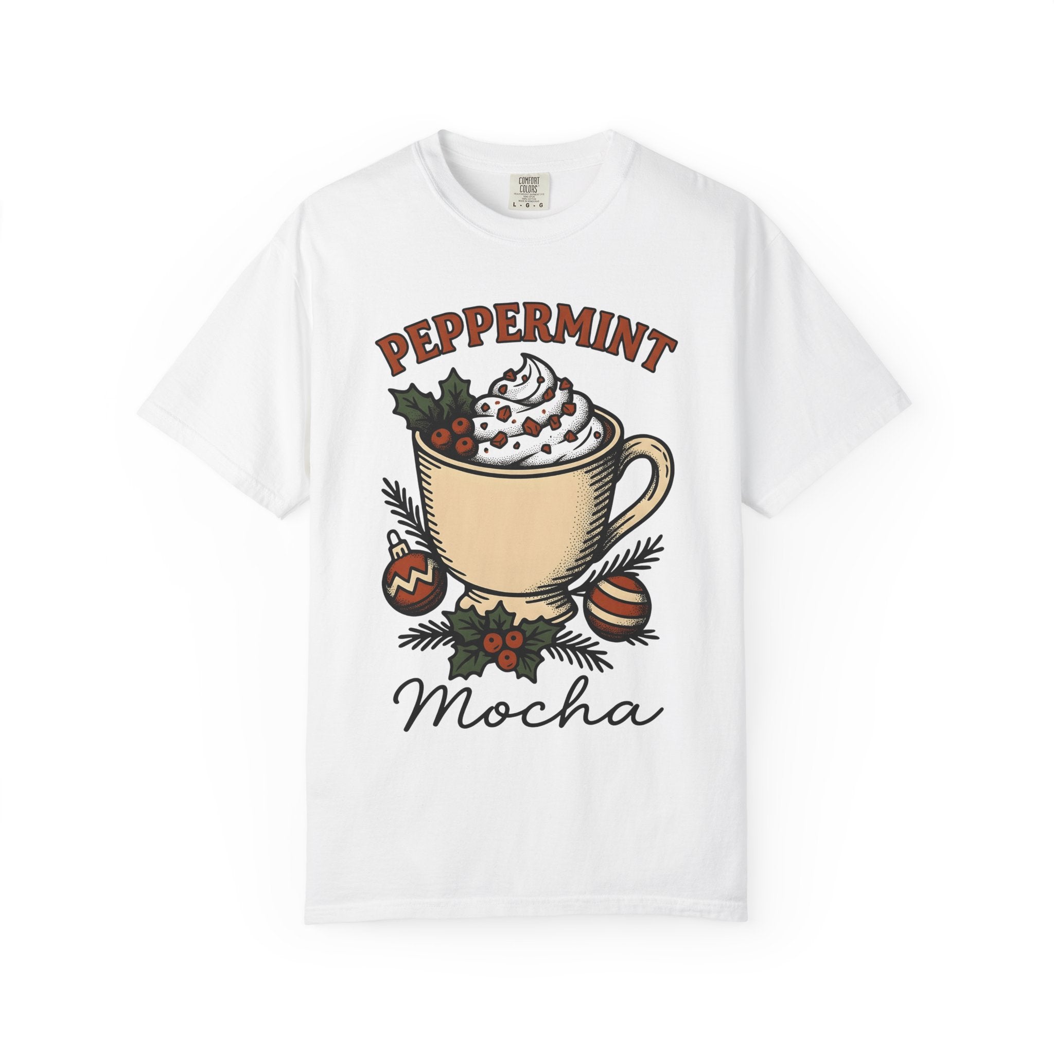 Coffee Cup Shirt Christmas Latte Gift Women Classic Tee Mug T-Shirt Xmas Fan Coffee Cupping Tshirt Cappuccino Graphic Doodle Holly Branches
