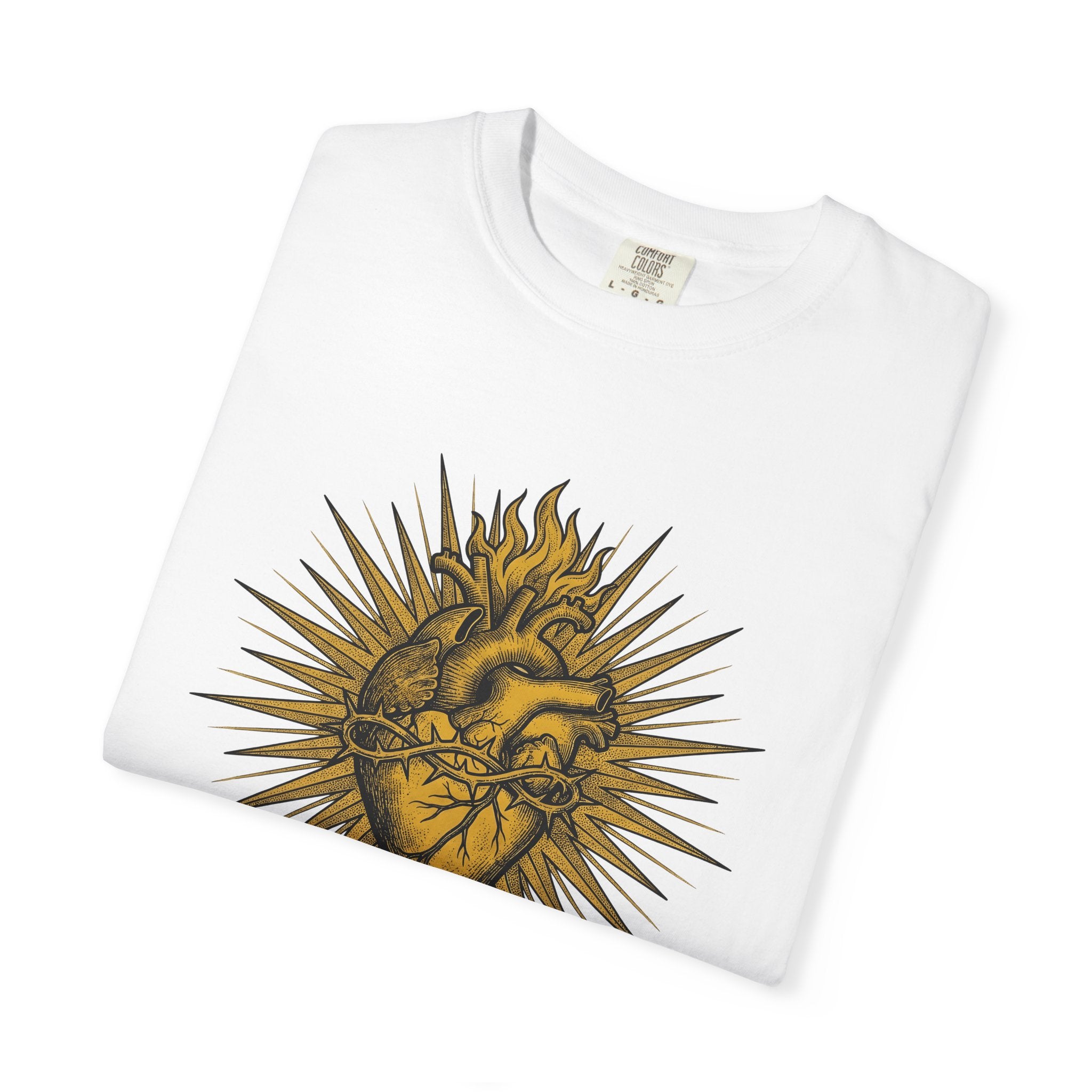 Sacred Heart Shirt Sacred Heart Spiritual Gift Women Tattoo Tee Heart T-Shirt Mystic Enthusiast Tattooed Tshirt Spiritual Design Vintage