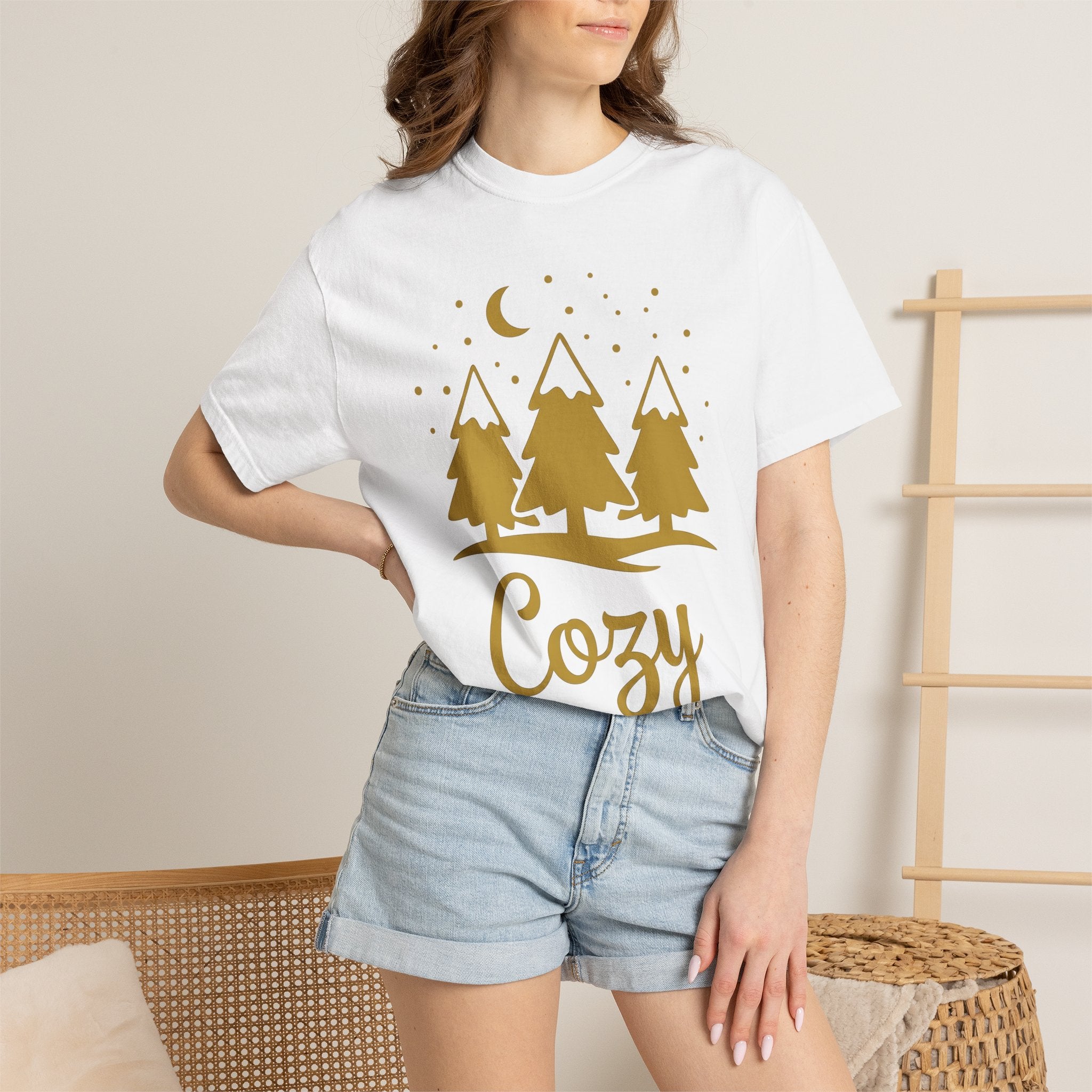 Fir Forest Shirt Christmas Cold Gift Women Basic Tee Pine T-Shirt Xmas Fan Winter Graphic Tshirt Sleek Lunar Tshirt