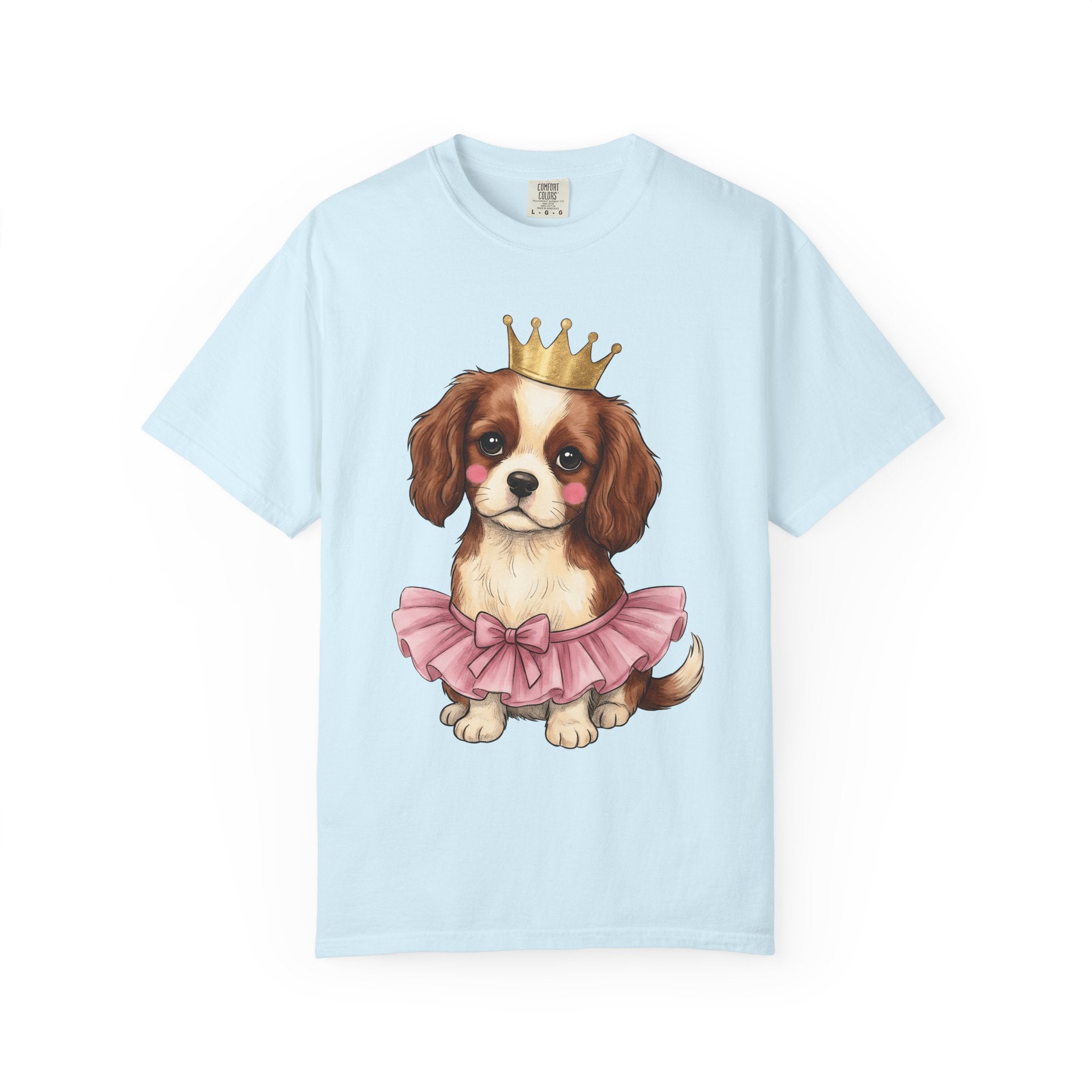 Adorable Puppy Shirt Animals Royalty Gift Women Sketch Tee Puppy T-Shirt Pet Fan Dog Tshirt King Graphic Cartoon Tiara Tshirt