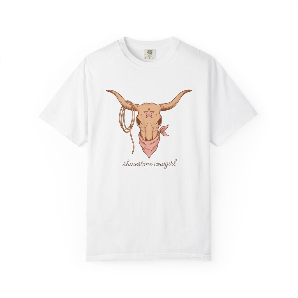 Steer Skull Shirt Cowgirl Livestock Gift Women Cowboy Tee Bull Skull T-Shirt Rancher Fan Western Tshirt Cattle Graphic Retro Scarf Tshirt
