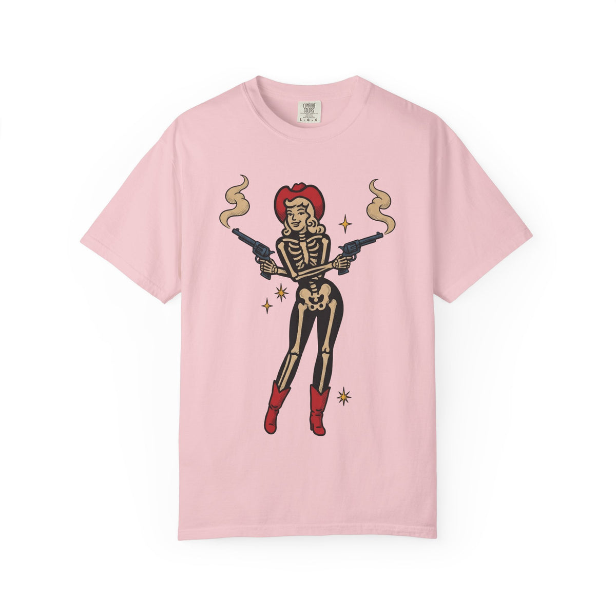 Skull Cowgirl Shirt Cowgirl Fall Gift Women Illustrative Tattoo Tee Sugar Skull T-Shirt Rodeo Fan Tattooed Tshirt Autumn Graphic Old School