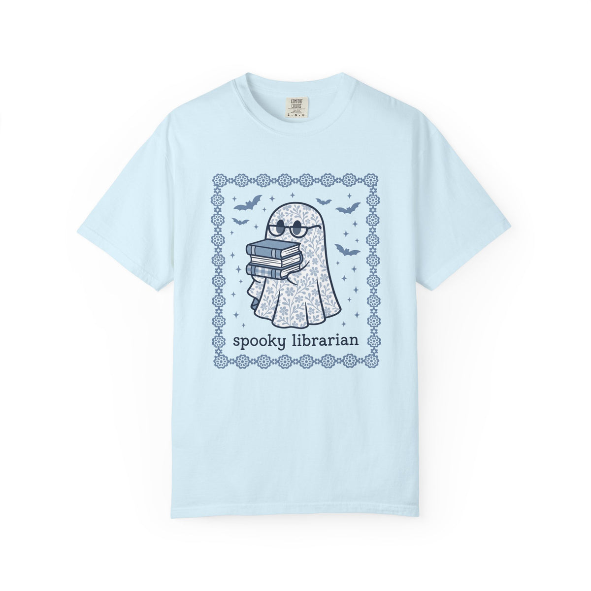Ghost Books Shirt Librarian Halloween Unisex Gift Floral Graphic Tee Book