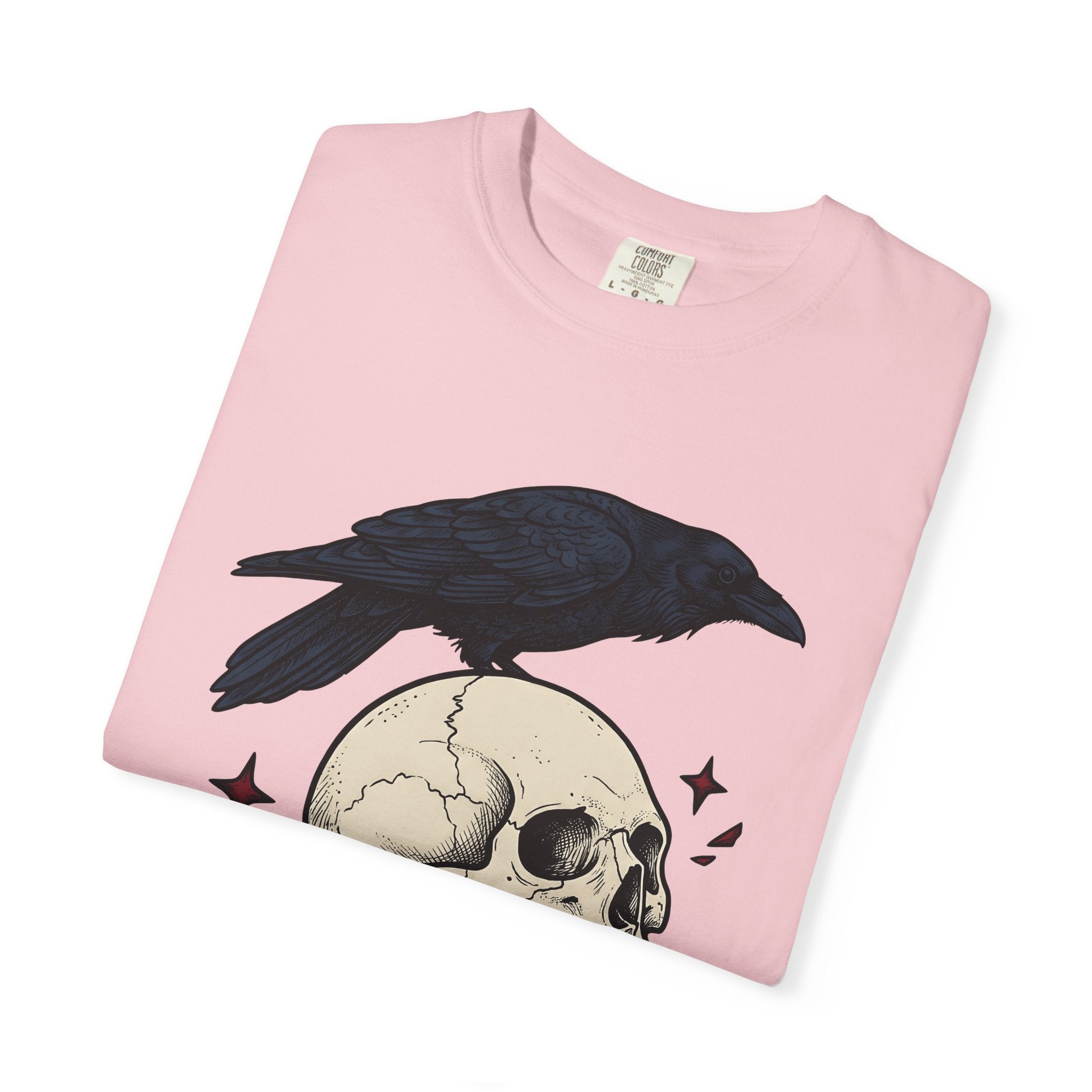 Raven Skull Shirt Halloween Gothic Gift Women Gothic Tee Crow T-Shirt Horror Fan Dark Tshirt Dark Graphic Vintage Stars Tshirt