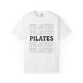 Layered Text Design Shirt Pilates Workout Gift Women Psychedelic Tee Typography T-Shirt Fitness Enthusiast Bohemian Tshirt Exercise Graphic