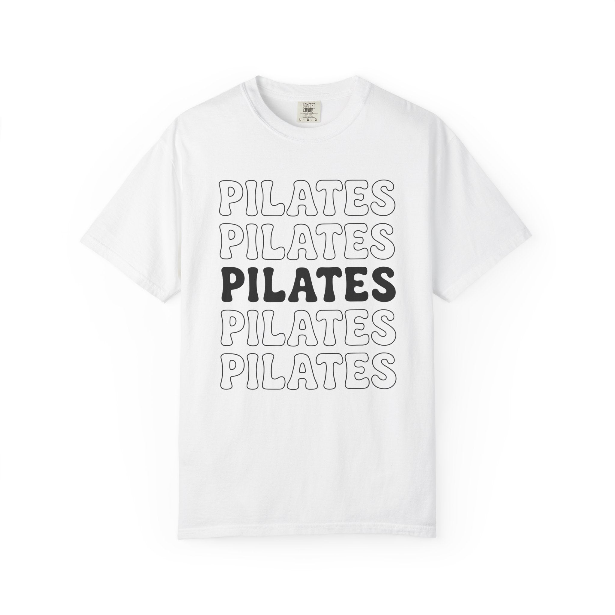 Layered Text Design Shirt Pilates Workout Gift Women Psychedelic Tee Typography T-Shirt Fitness Enthusiast Bohemian Tshirt Exercise Graphic