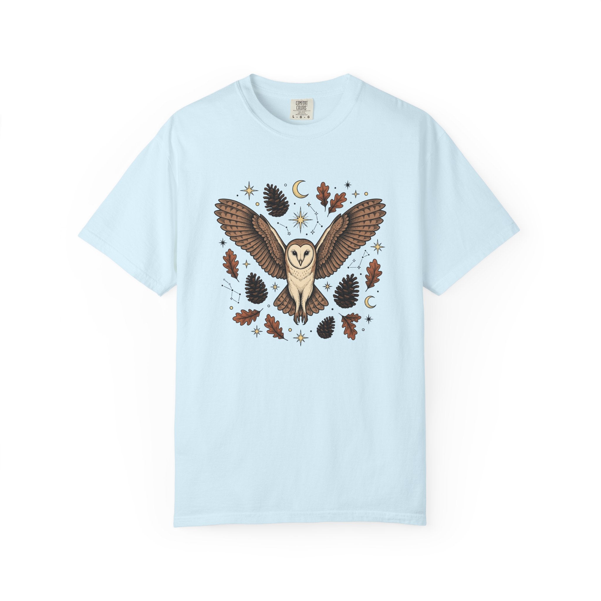 Barn Owl Shirt Animals Outdoors Gift Women Tribal Tee Owl T-Shirt Wildlife Enthusiast Primitive Tshirt Nature Graphic Antique Pinecone