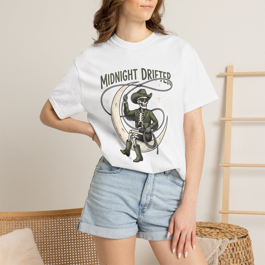 Bony Cowboy Shirt Halloween Frontier Gift Women Antique Tee Cowboy T-Shirt Horror Fan Skeleton Tshirt Western Graphic Vintage-Inspired Lunar
