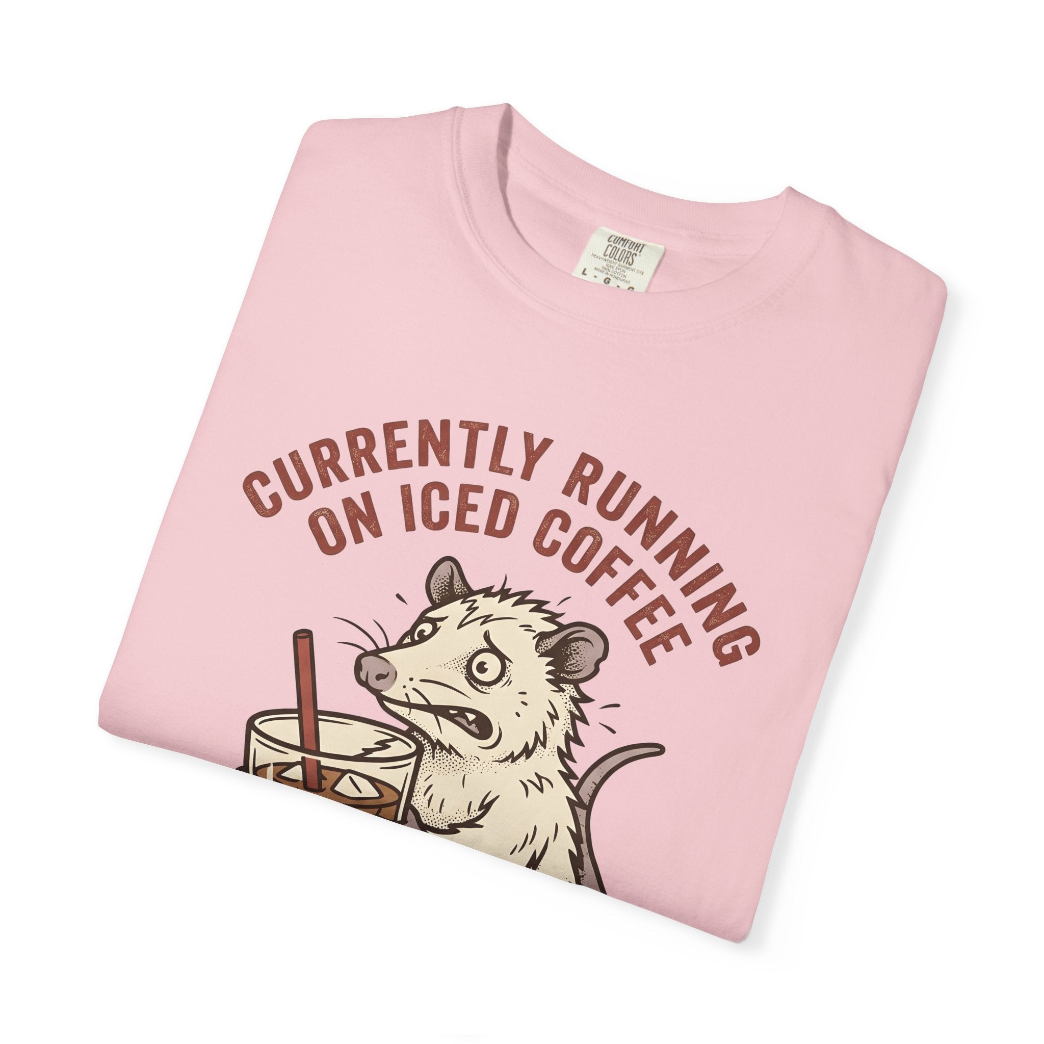Possum Cold Coffee Shirt Coffee Fauna Gift Women Doodle Tee Opossum T-Shirt Coffee Fan Cartoons Tshirt Wildlife Graphic Sketch Ice Cubes