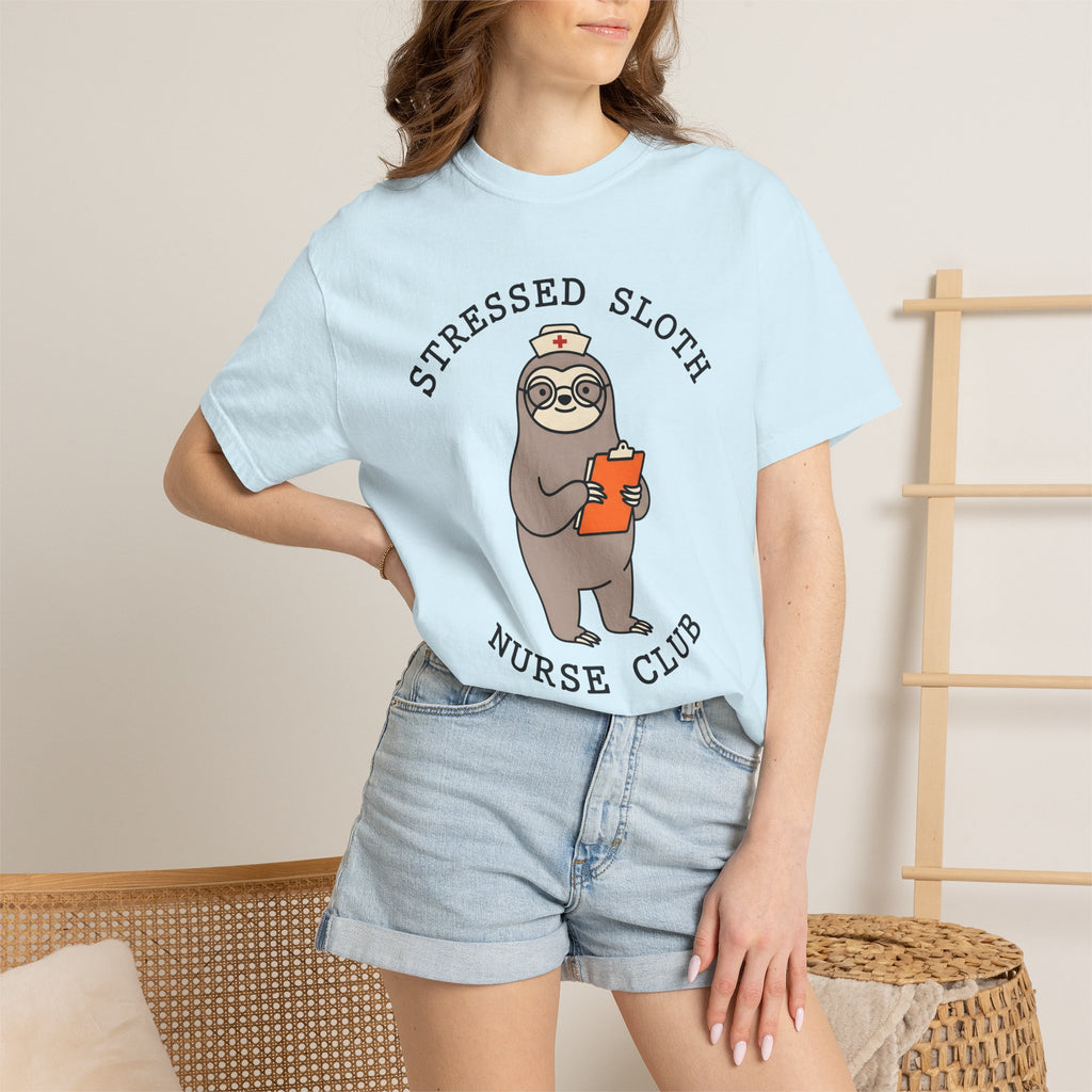 Sloth Nurse Shirt Nurses Wildlife Gift Women Comic Tee Sloth T-Shirt Nurse Enthusiast Cartoon Tshirt Wildlife Graphic Simple Clipboard