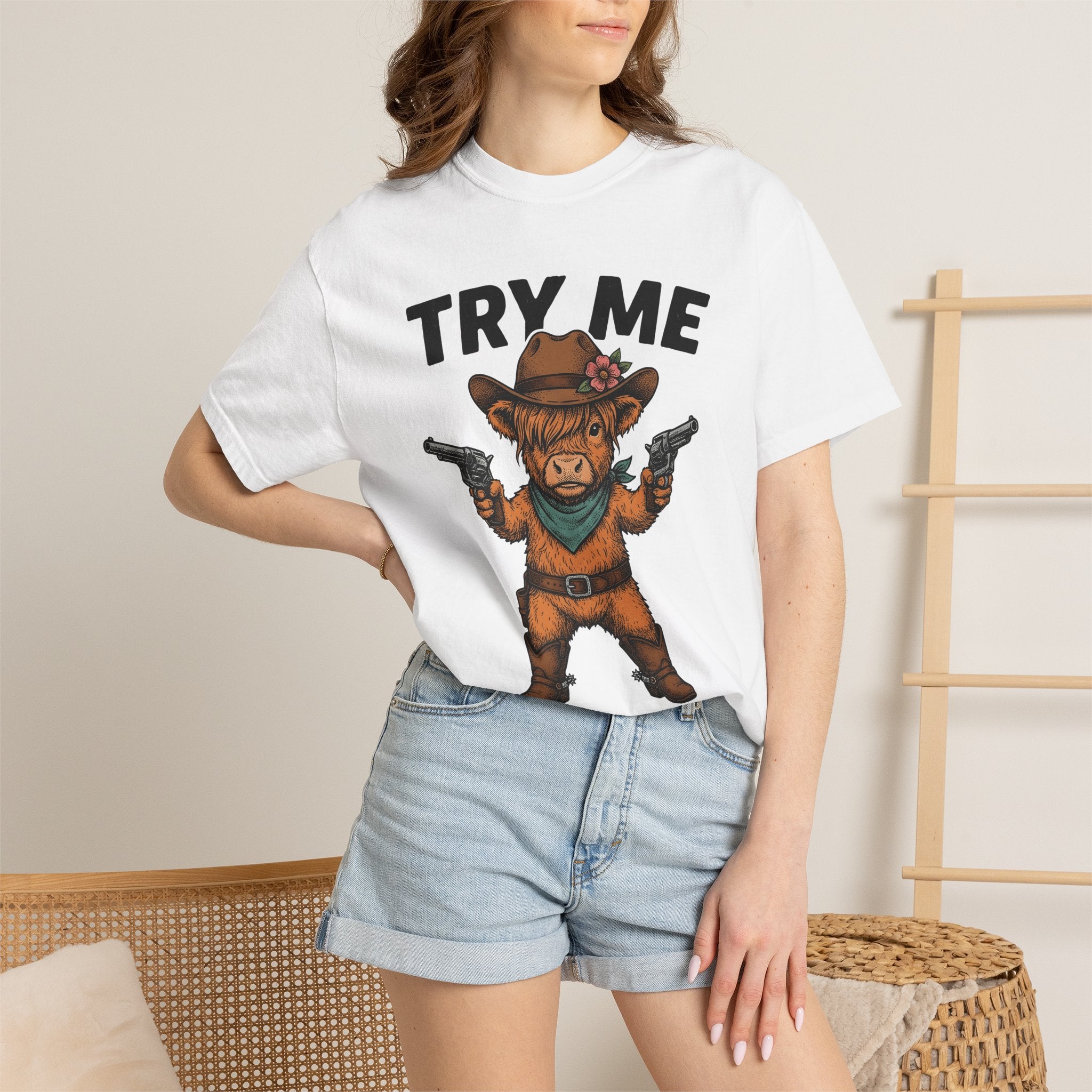 Highland Cow Shirt Cowgirl Western Gift Women Cartoon Tee Heifer T-Shirt Rodeo Fan Country Tshirt Cowboy Graphic Vintage Cowboy Hat Tshirt