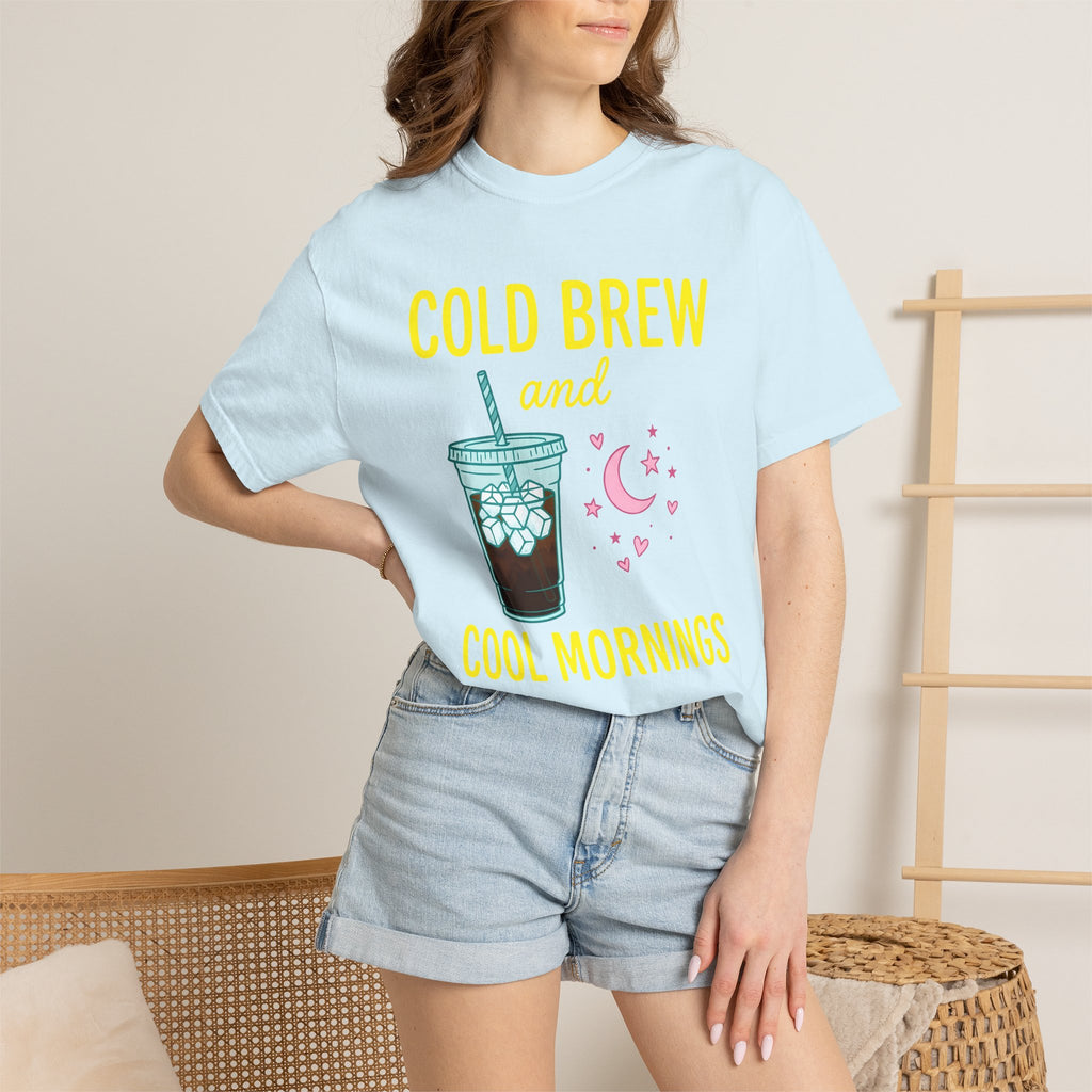 Iced Coffee Shirt Coffee Breakfast Gift Women Playful Tee Cold Brew T-Shirt Coffee Fan Caffeinated Graphic Morning Illustration Minimalist