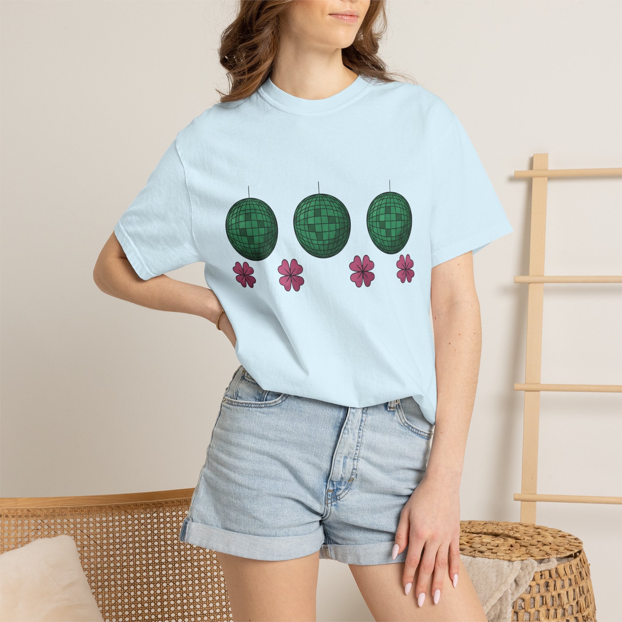 Party Ball Shirt St Patrick's Day Gathering Gift Women Cartoon Tee Disco Ball T-Shirt Shamrock Fan Comic Tshirt Party Graphic Modern Lucky