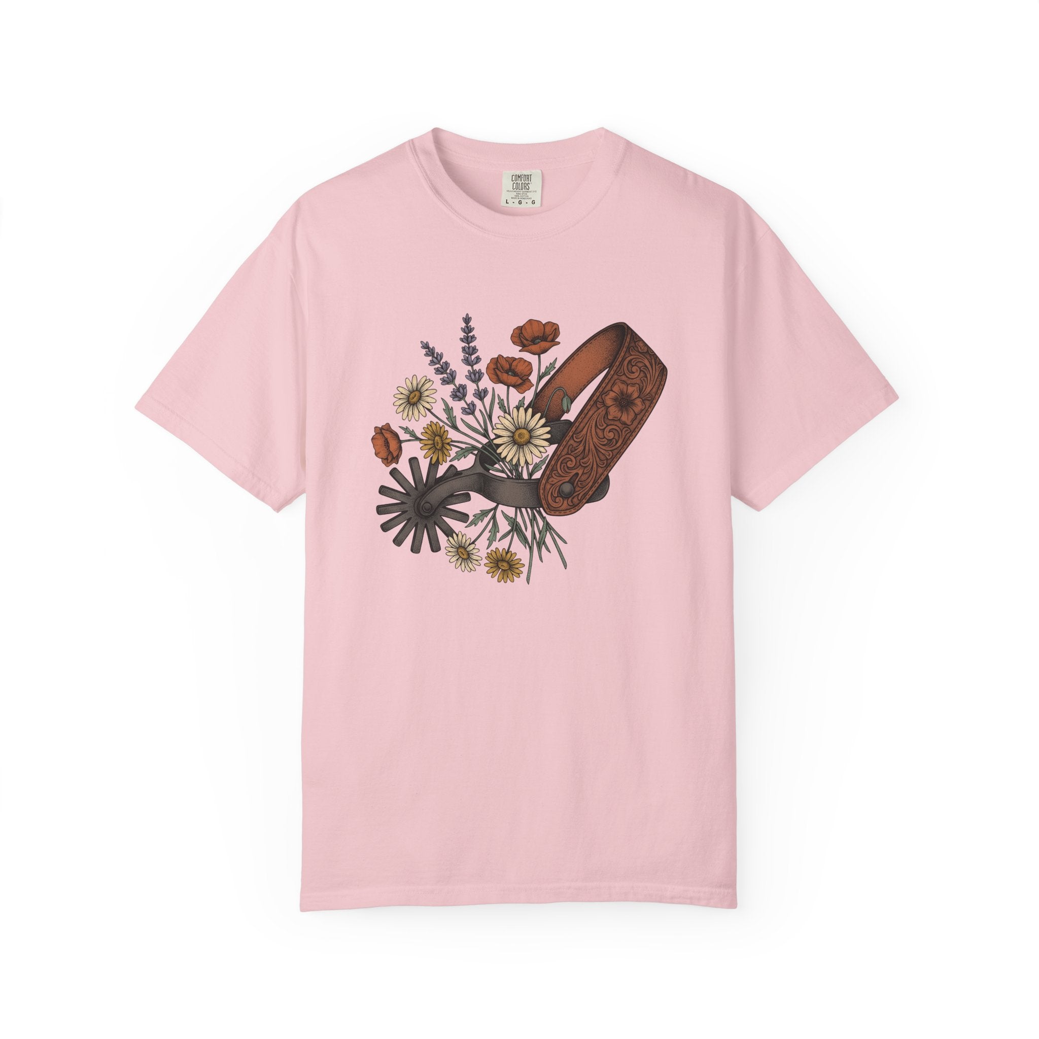 Cowboy Spur Shirt Cowgirl Blossom Gift Women Rustic Tee Spur T-Shirt Cowgirl Fan Western Tshirt Floral Graphic Retro Meadow Flowers Tshirt