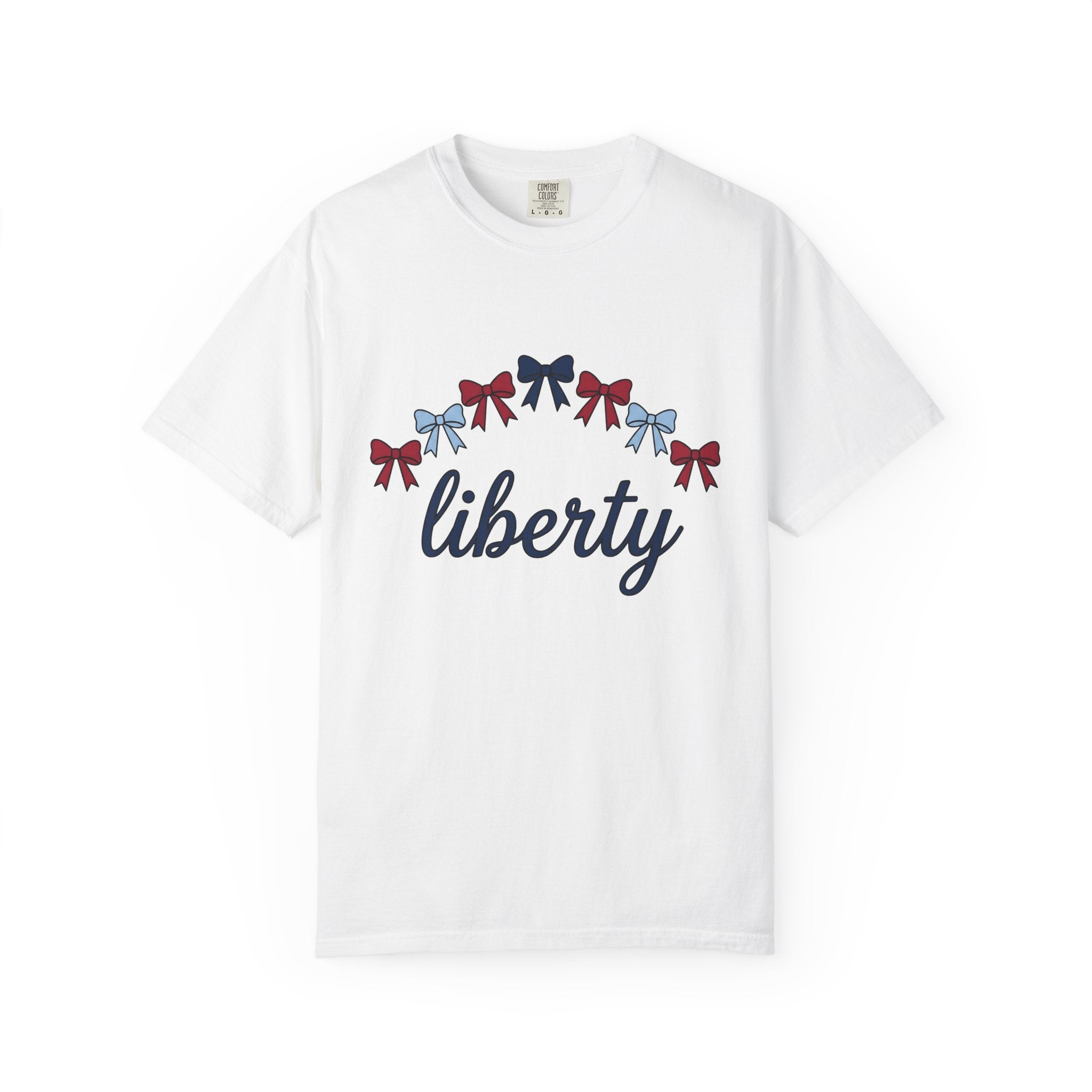 Usa Bows Shirt America Seasonal Gift Women Simple Tee Ribbons T-Shirt American Fan Ribbon Tshirt Holiday Graphic Vintage Cursive Font Tshirt